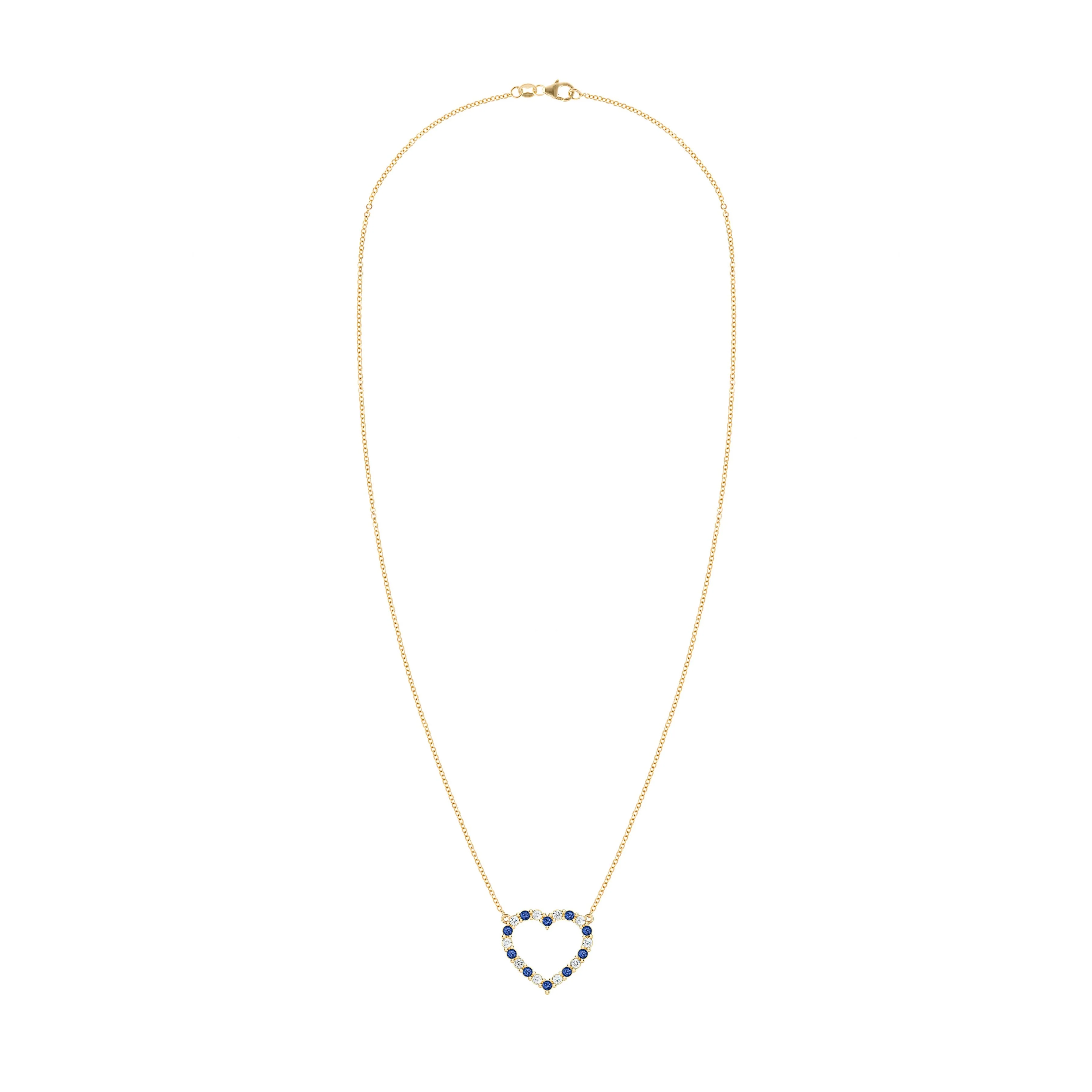 Rosecliff Heart Diamond & Sapphire Necklace in 14k Gold (September) - Image 5