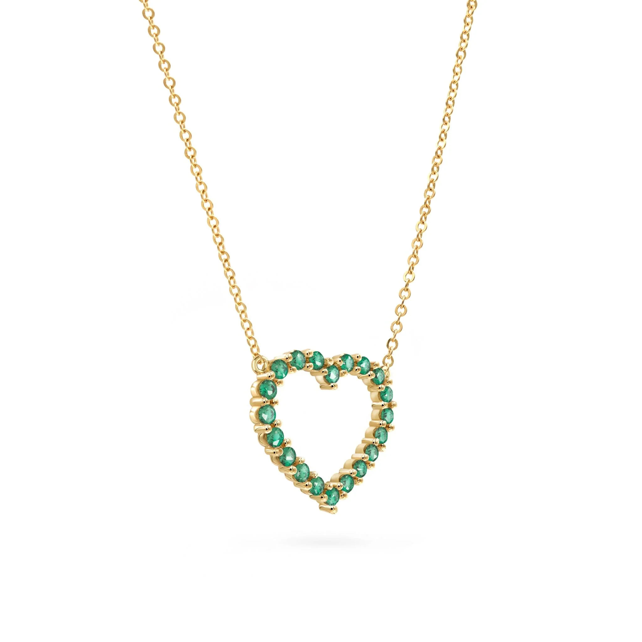 Rosecliff Heart Emerald Necklace in 14k Gold (May) - Image 4
