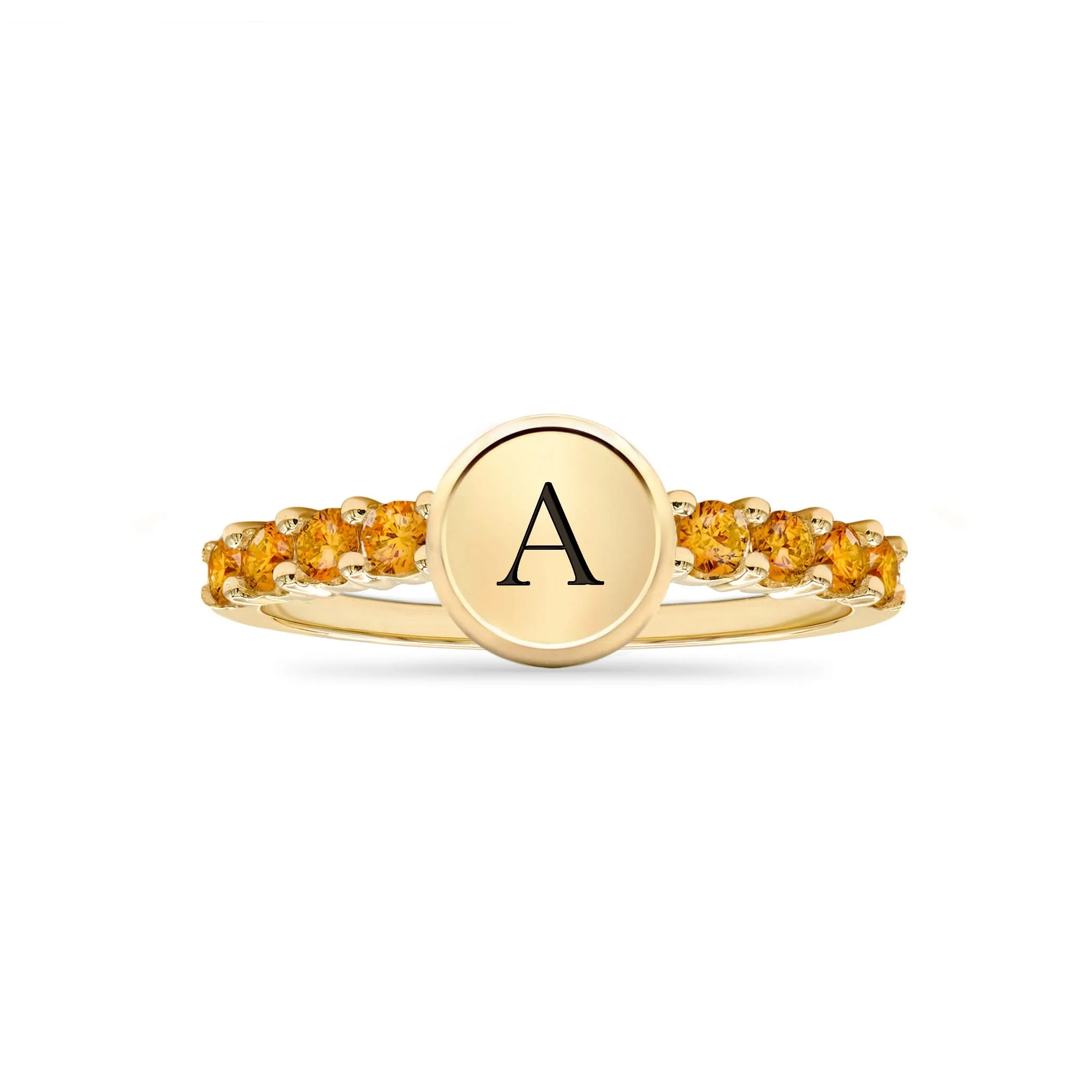 Rosecliff Letter Citrine Ring in 14k Gold (November) - Image 5