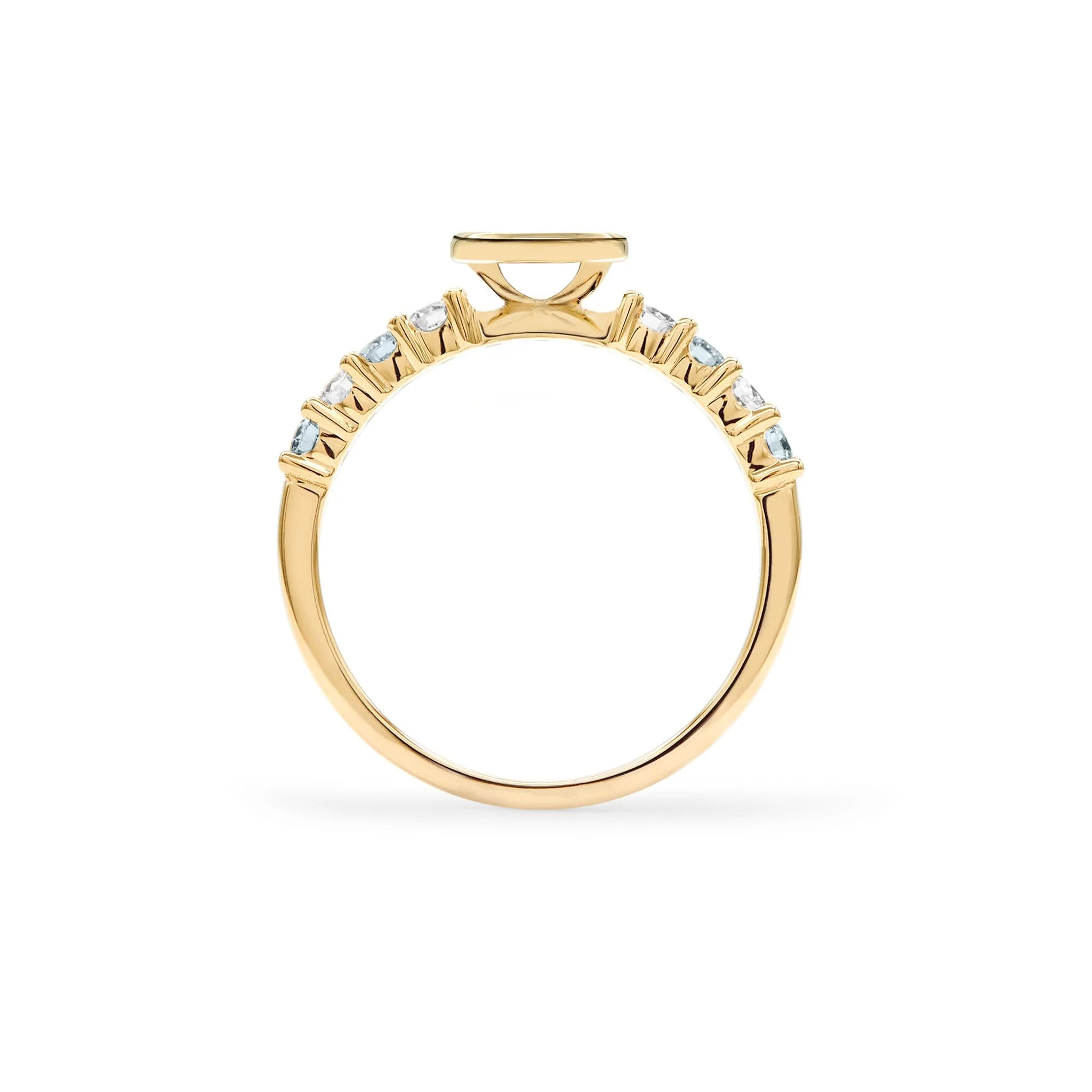 Rosecliff Letter Diamond & Aquamarine Ring in 14k Gold (March) - Image 4
