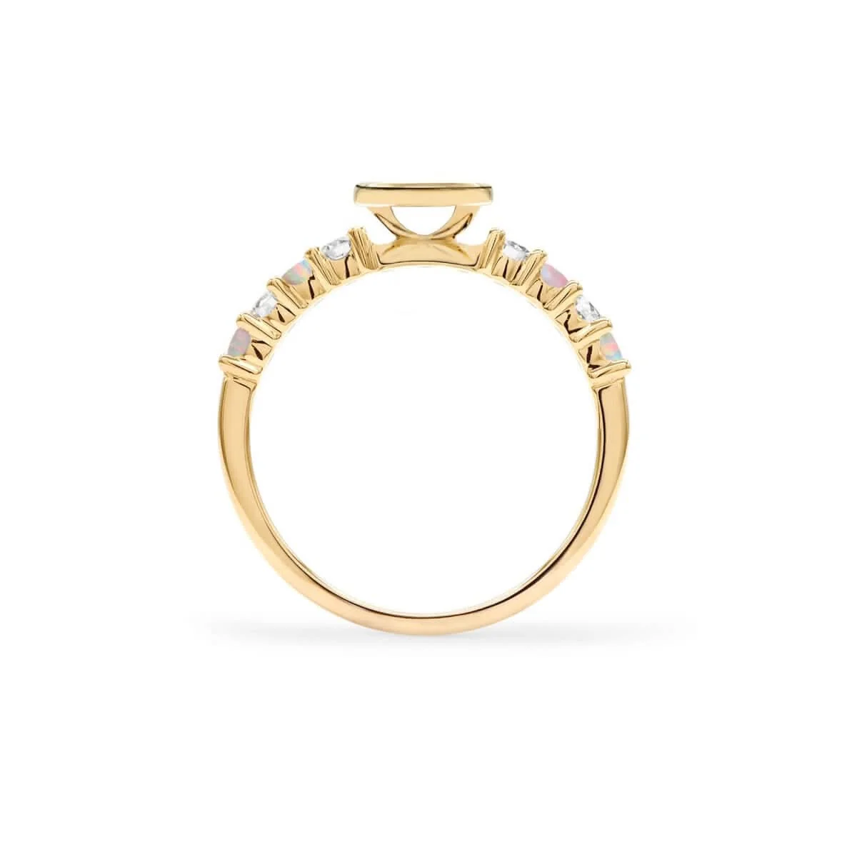 Rosecliff Letter Diamond & Opal Ring in 14k Gold (October) - Image 5