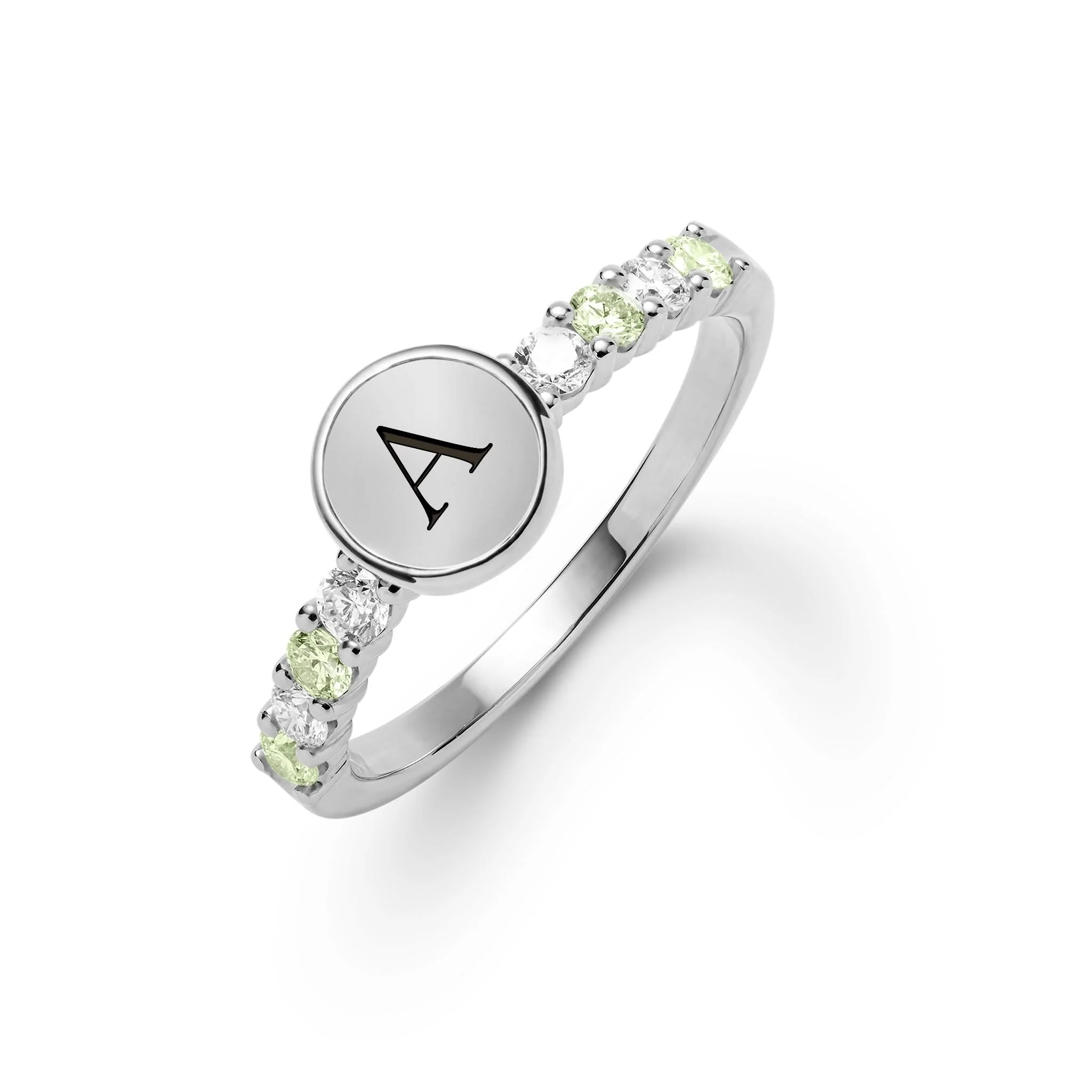 Rosecliff Letter Diamond & Peridot Ring in 14k Gold (August) - Image 8