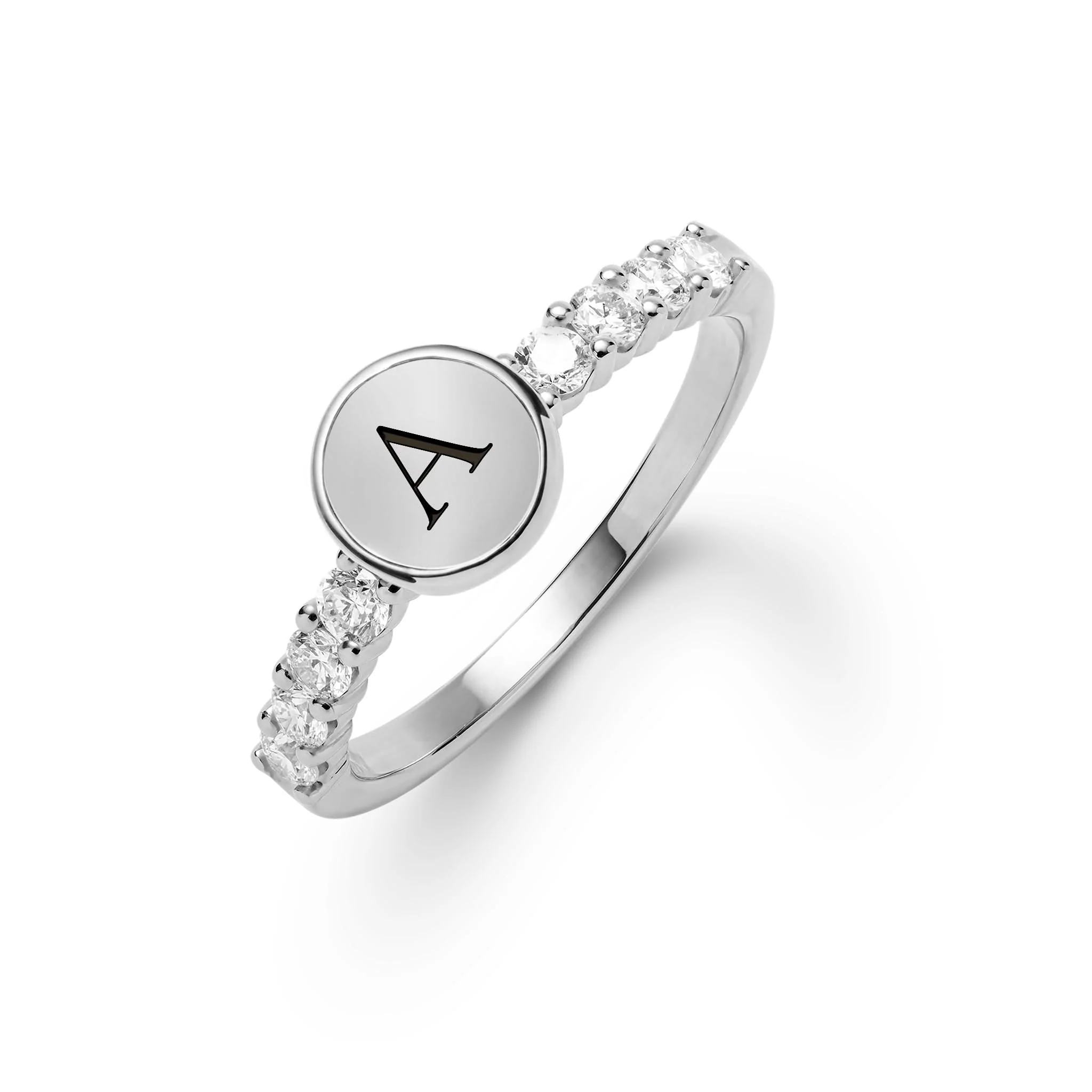 Rosecliff Letter Diamond Ring in 14k Gold (April) - Image 7