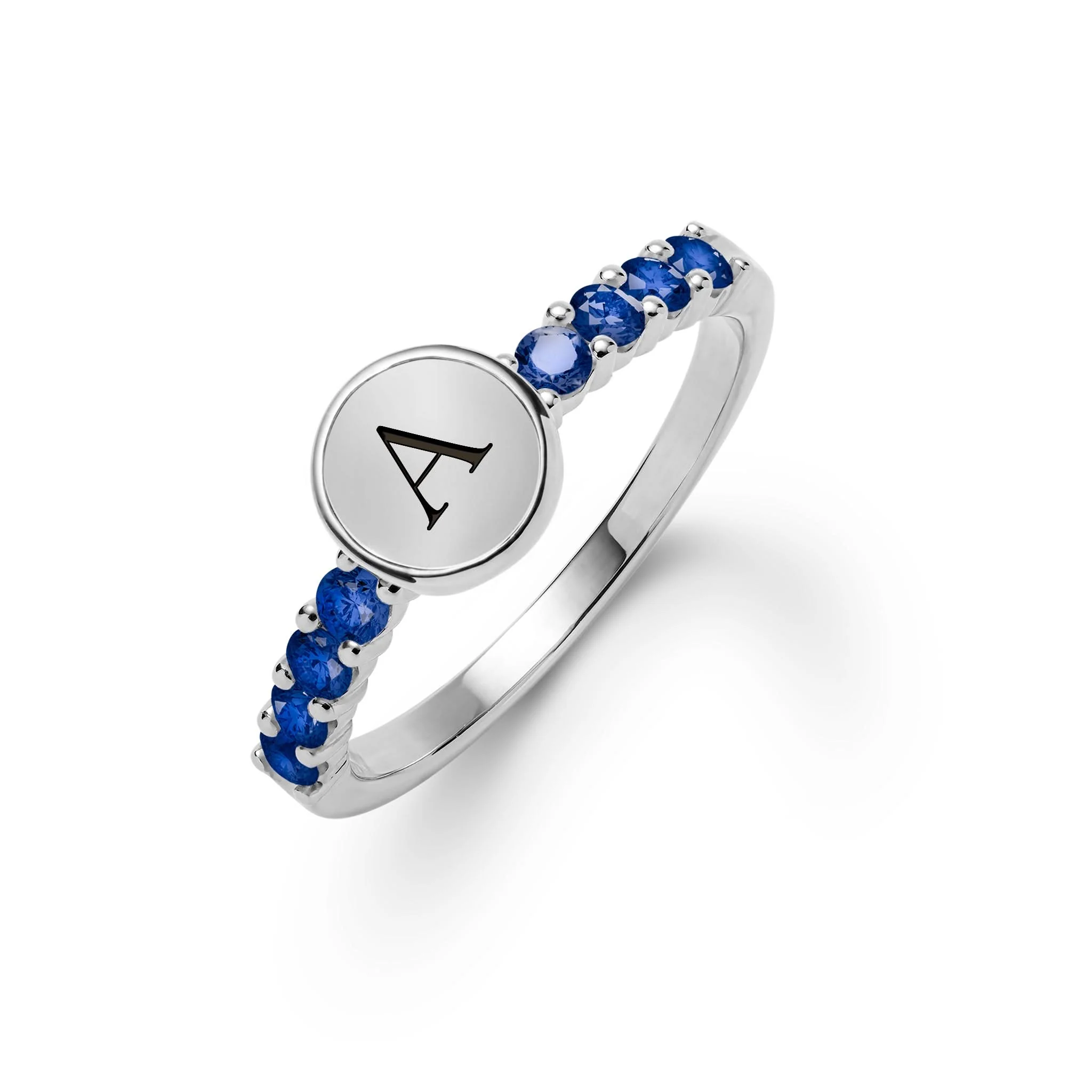 Rosecliff Letter Sapphire Ring in 14k Gold (September) - Image 7