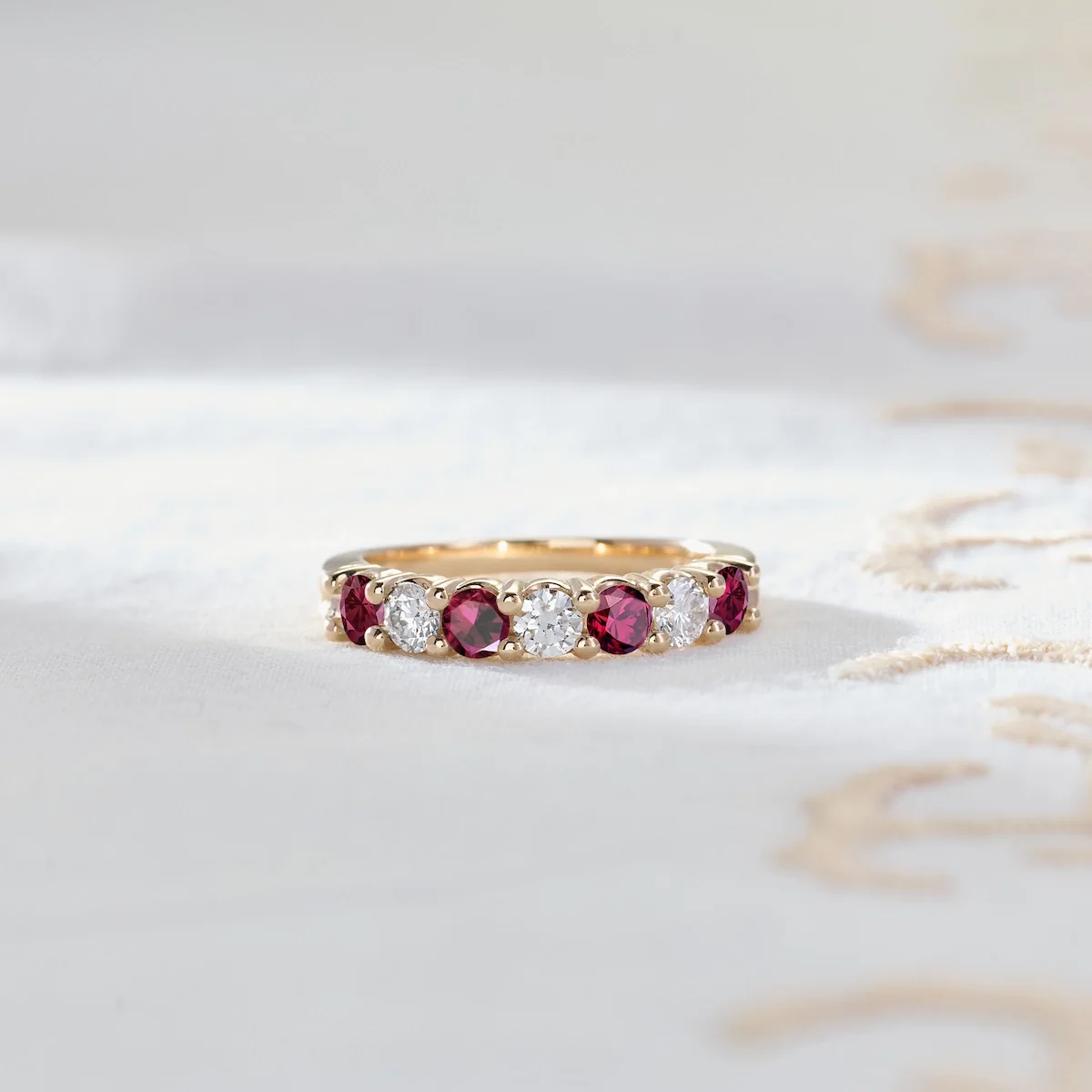 Rosecliff Luxe Diamond & Ruby Stackable Ring in 14k Gold (July) - Image 6