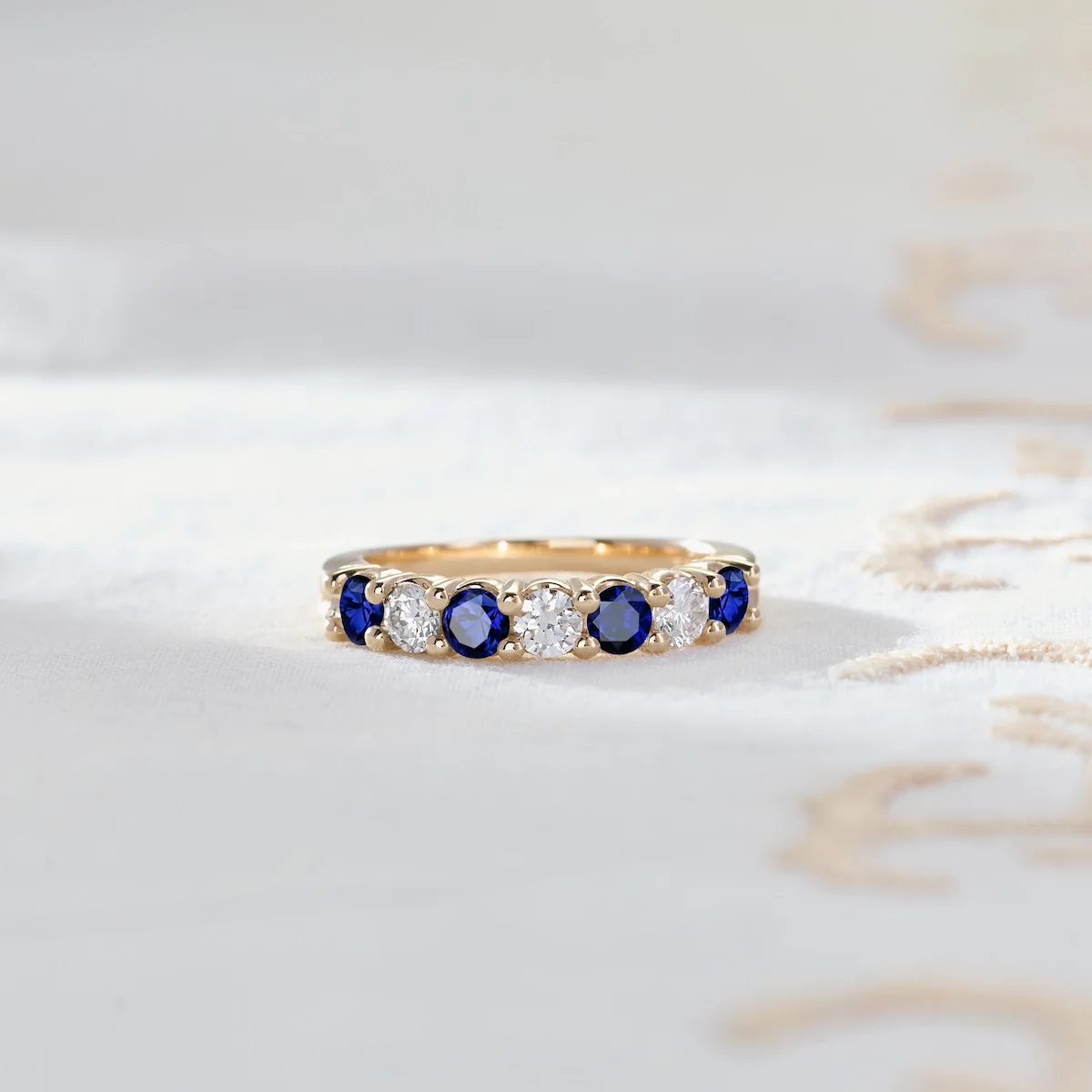 Rosecliff Luxe Diamond & Sapphire Stackable Ring in 14k Gold (September) - Image 6