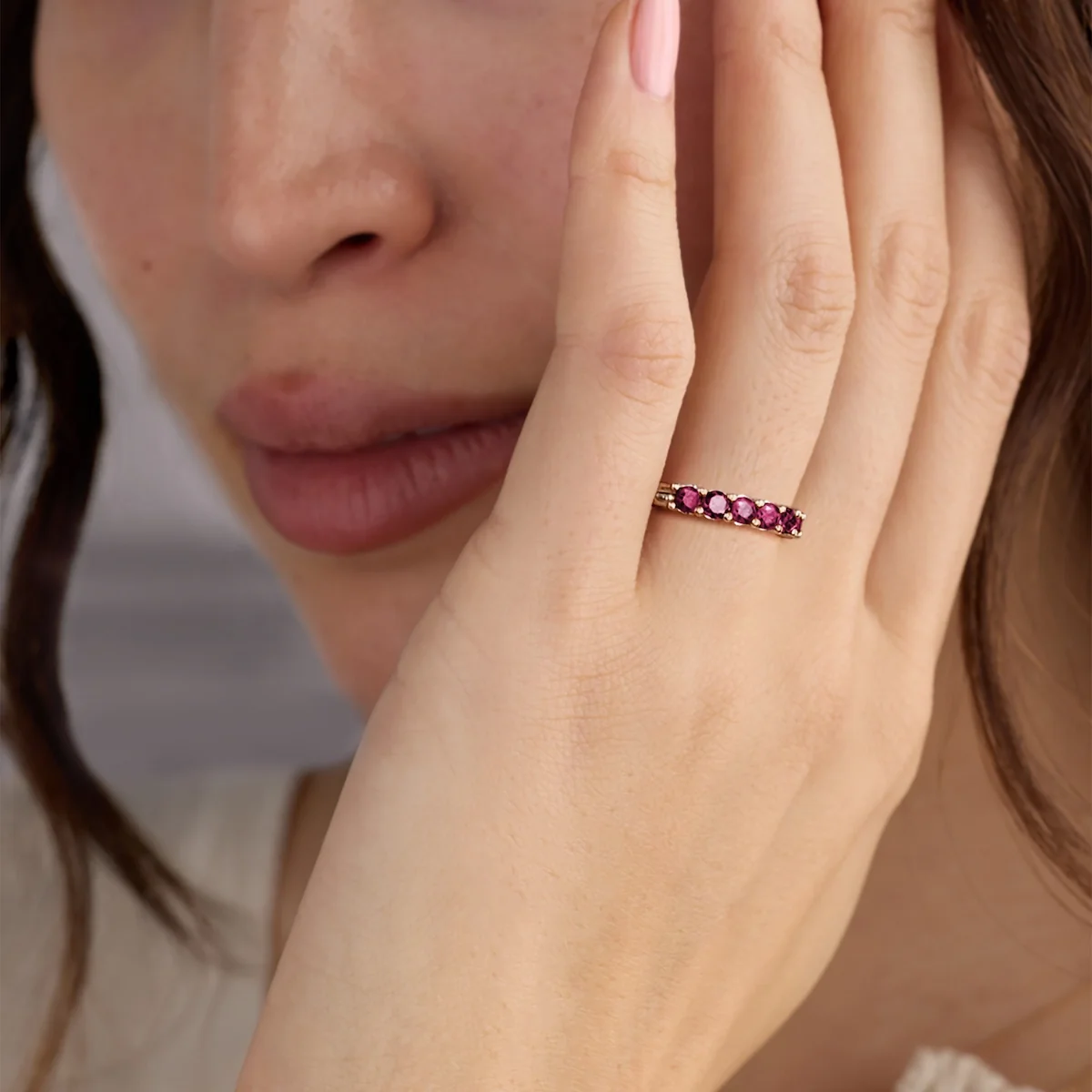 Rosecliff Luxe Ruby Stackable Ring in 14k Gold (July) - Image 3