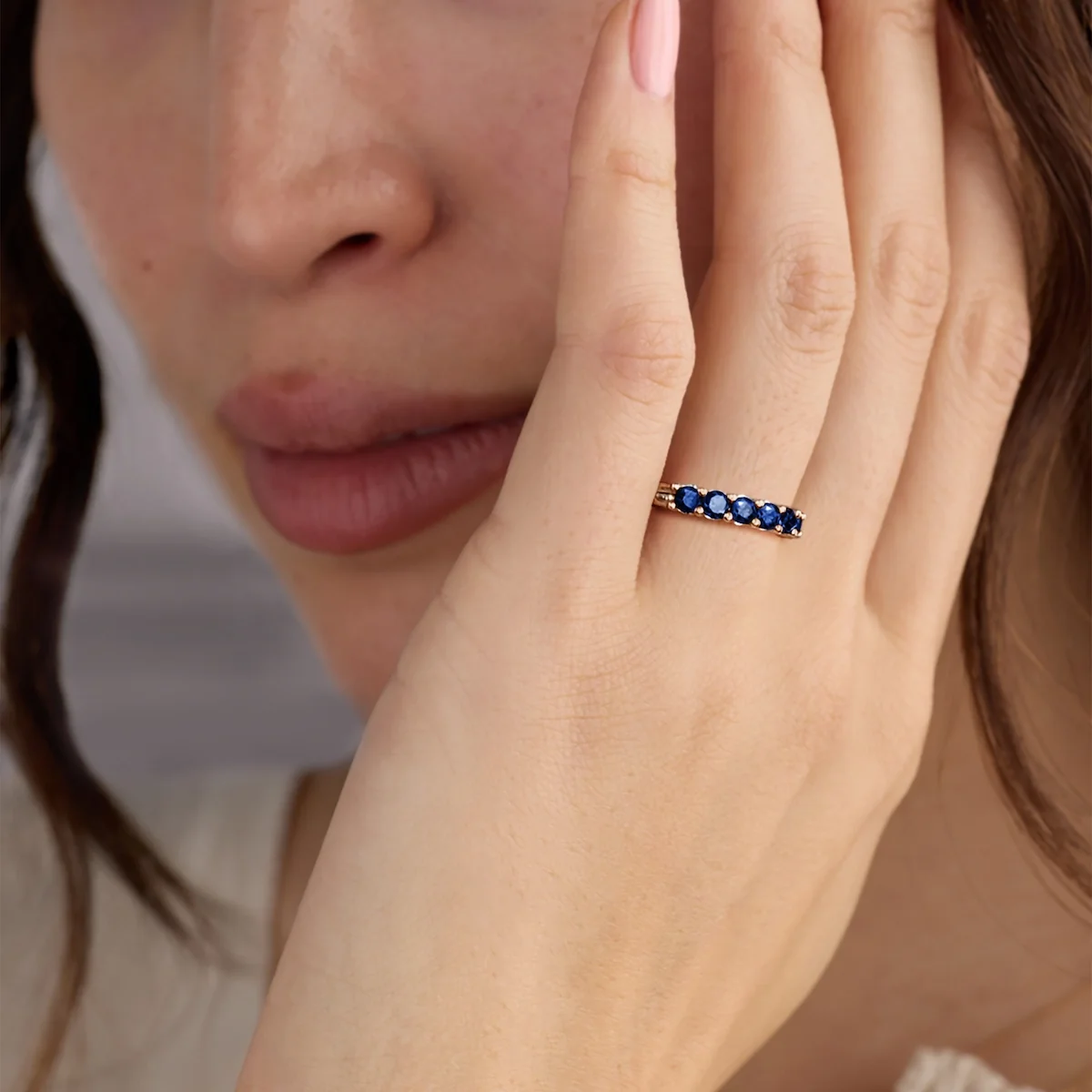 Rosecliff Luxe Sapphire Stackable Ring in 14k Gold (September) - Image 3