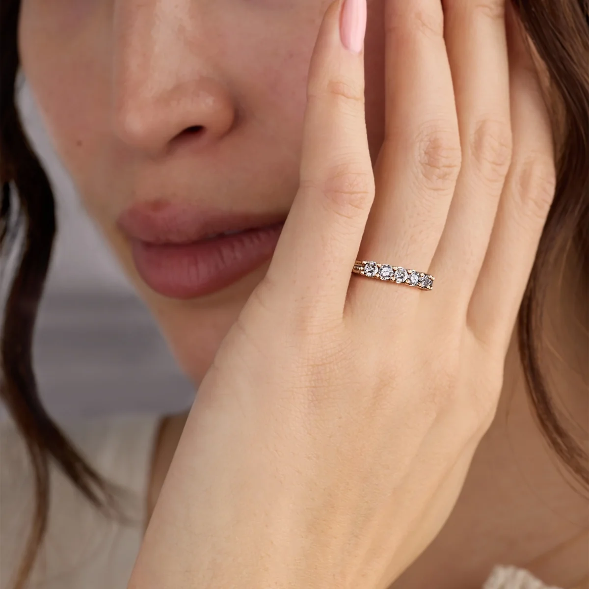 Rosecliff Luxe White Topaz Stackable Ring in 14k Gold (April) - Image 3