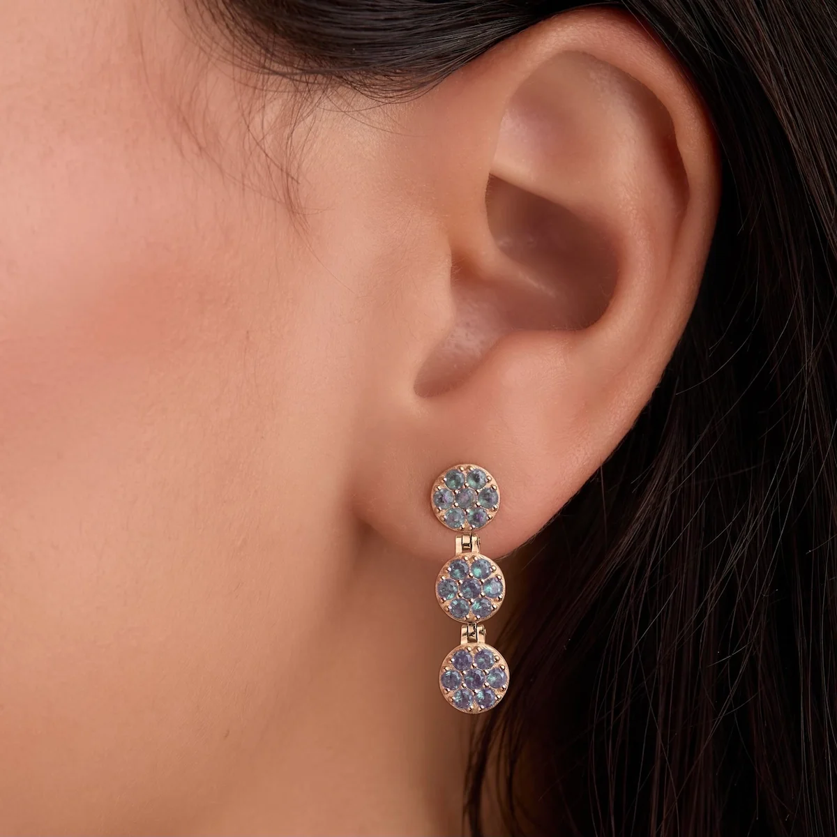 Rosecliff Alexandrite Drop Earrings in 14k Gold (June) - Image 3