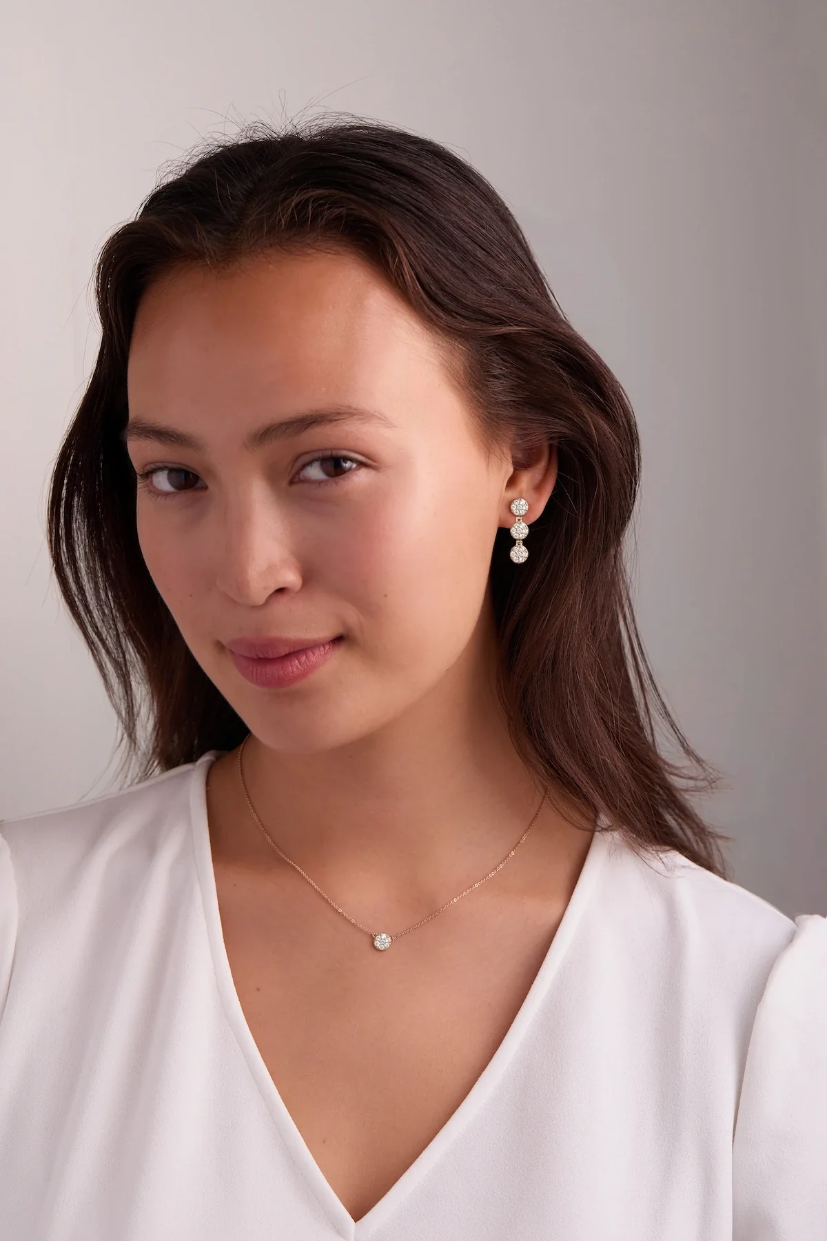Rosecliff Diamond Drop Earrings in 14k Gold (April) - Image 2