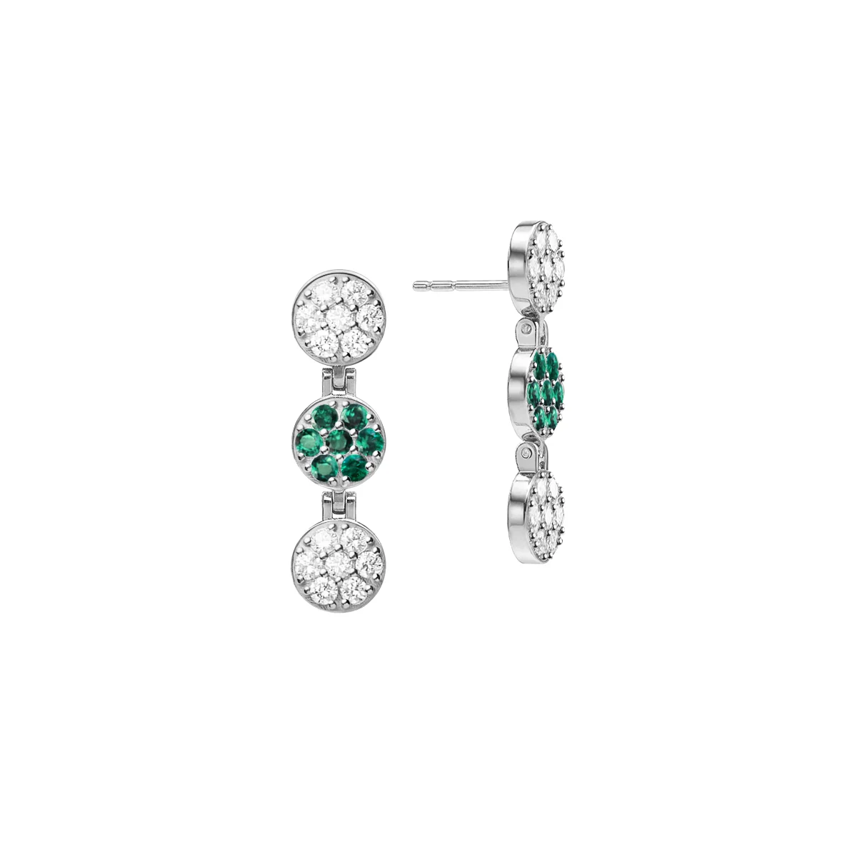 Rosecliff Diamond & Emerald Drop Earrings in 14k Gold (May) - Image 4