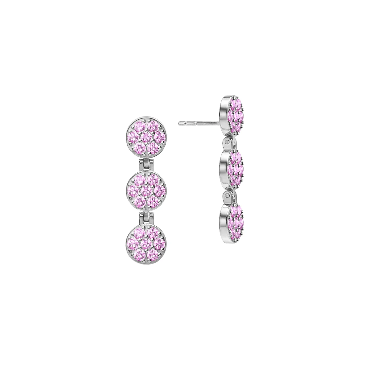 Rosecliff Pink Sapphire Drop Earrings in 14k Gold (October) - Image 4