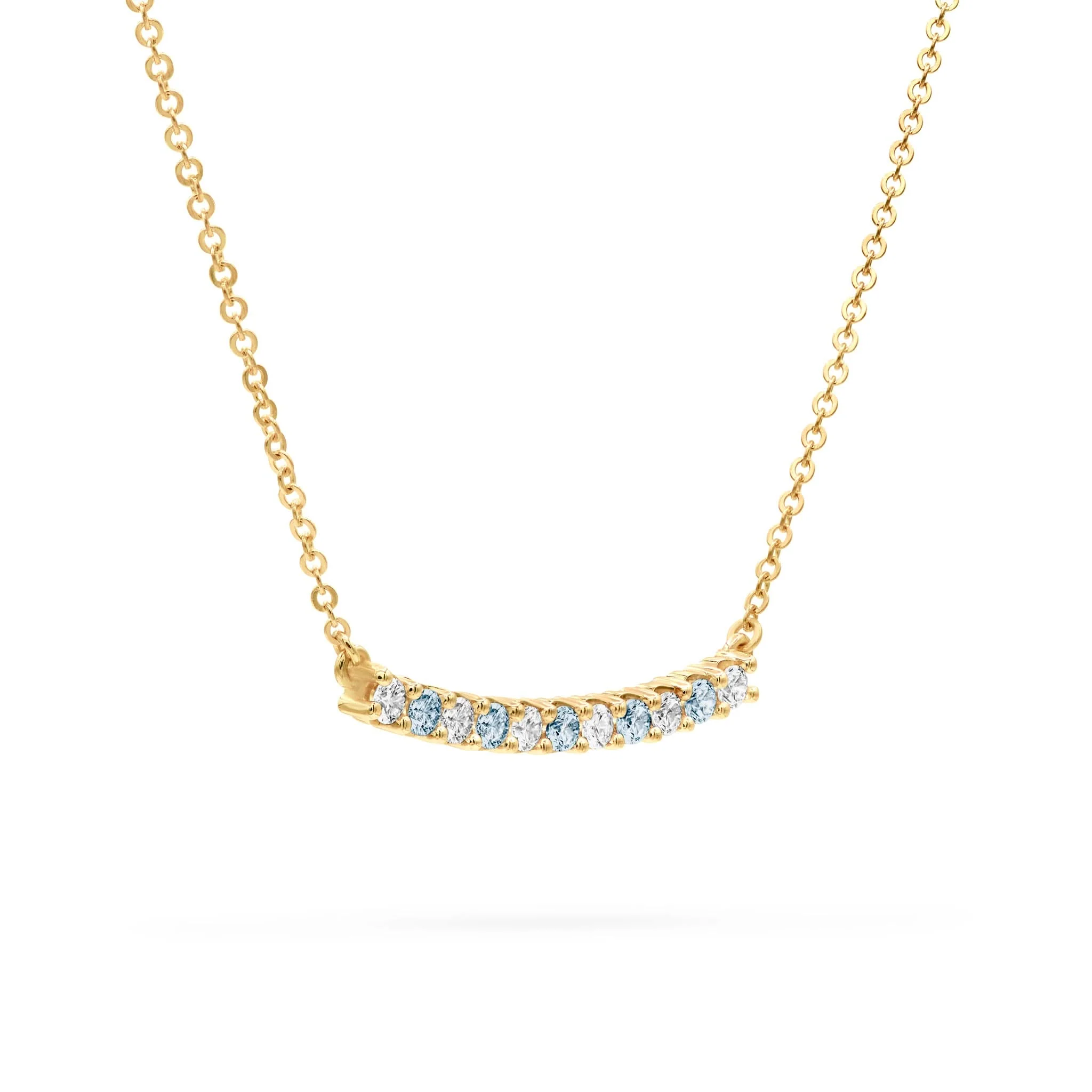 Rosecliff Diamond & Nantucket Blue Topaz Bar Necklace in 14k Gold (December) - Image 4