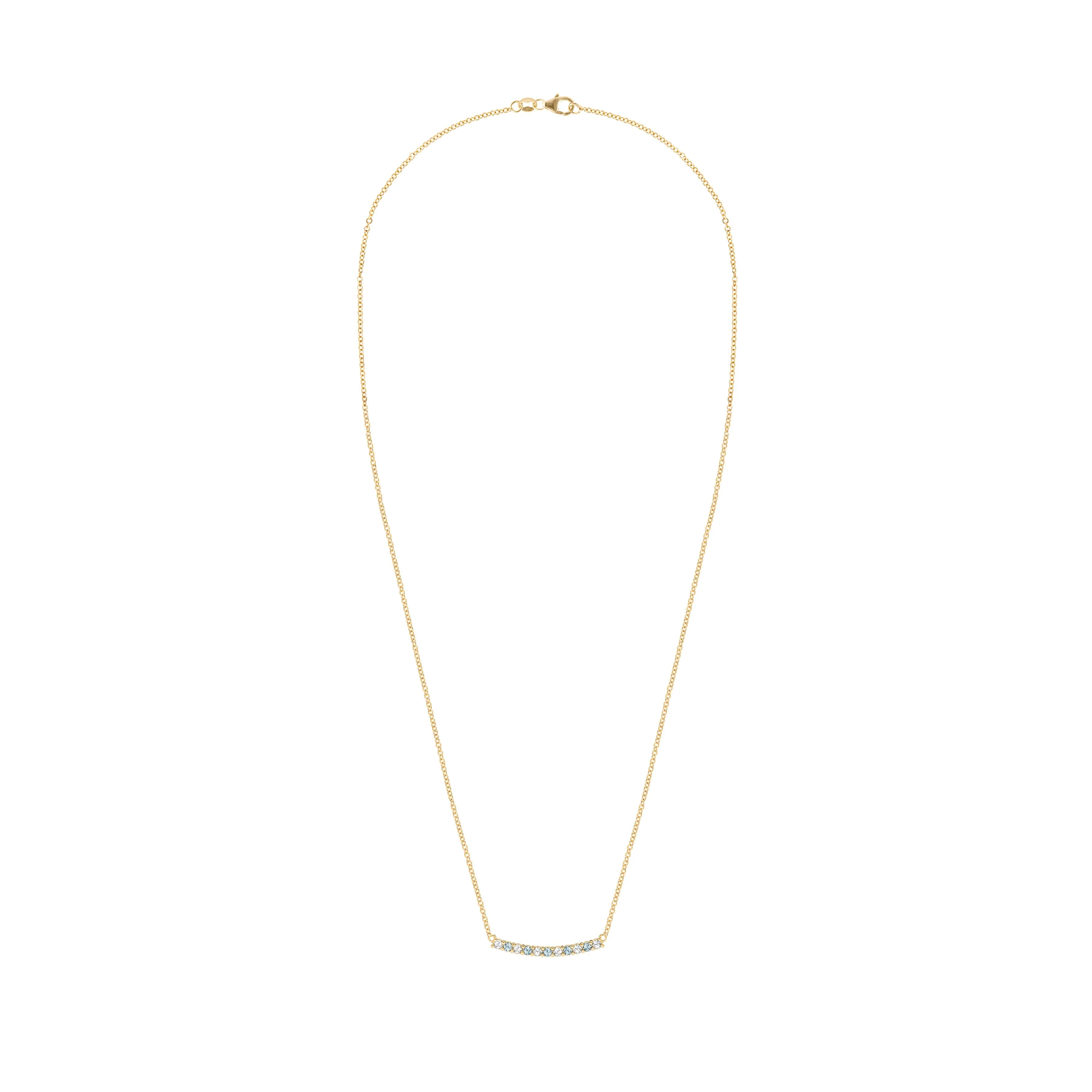 Rosecliff Diamond & Nantucket Blue Topaz Bar Necklace in 14k Gold (December) - Image 5