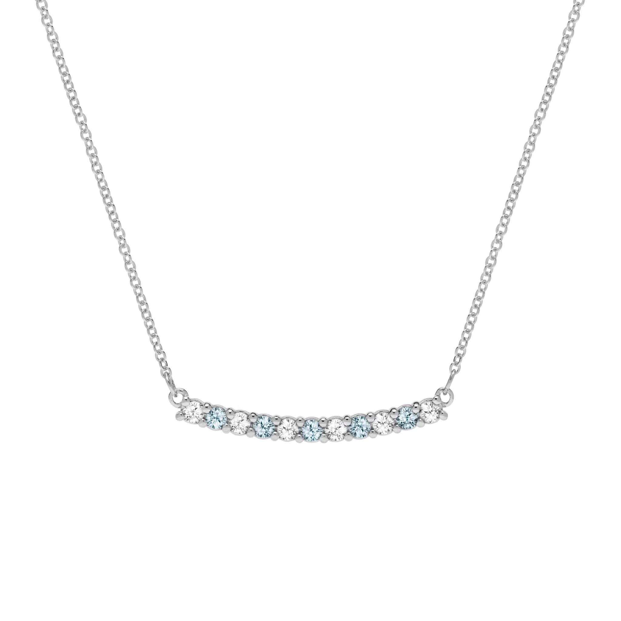 Rosecliff Diamond & Nantucket Blue Topaz Bar Necklace in 14k Gold (December) - Image 9