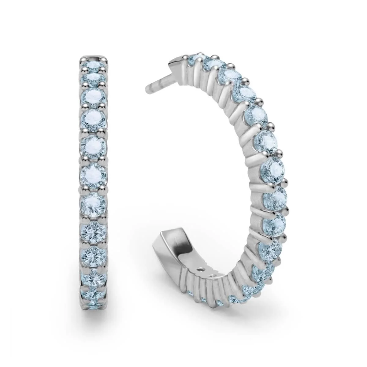 Rosecliff Nantucket Blue Topaz Hoop Earrings in 14k Gold (December) - Image 5