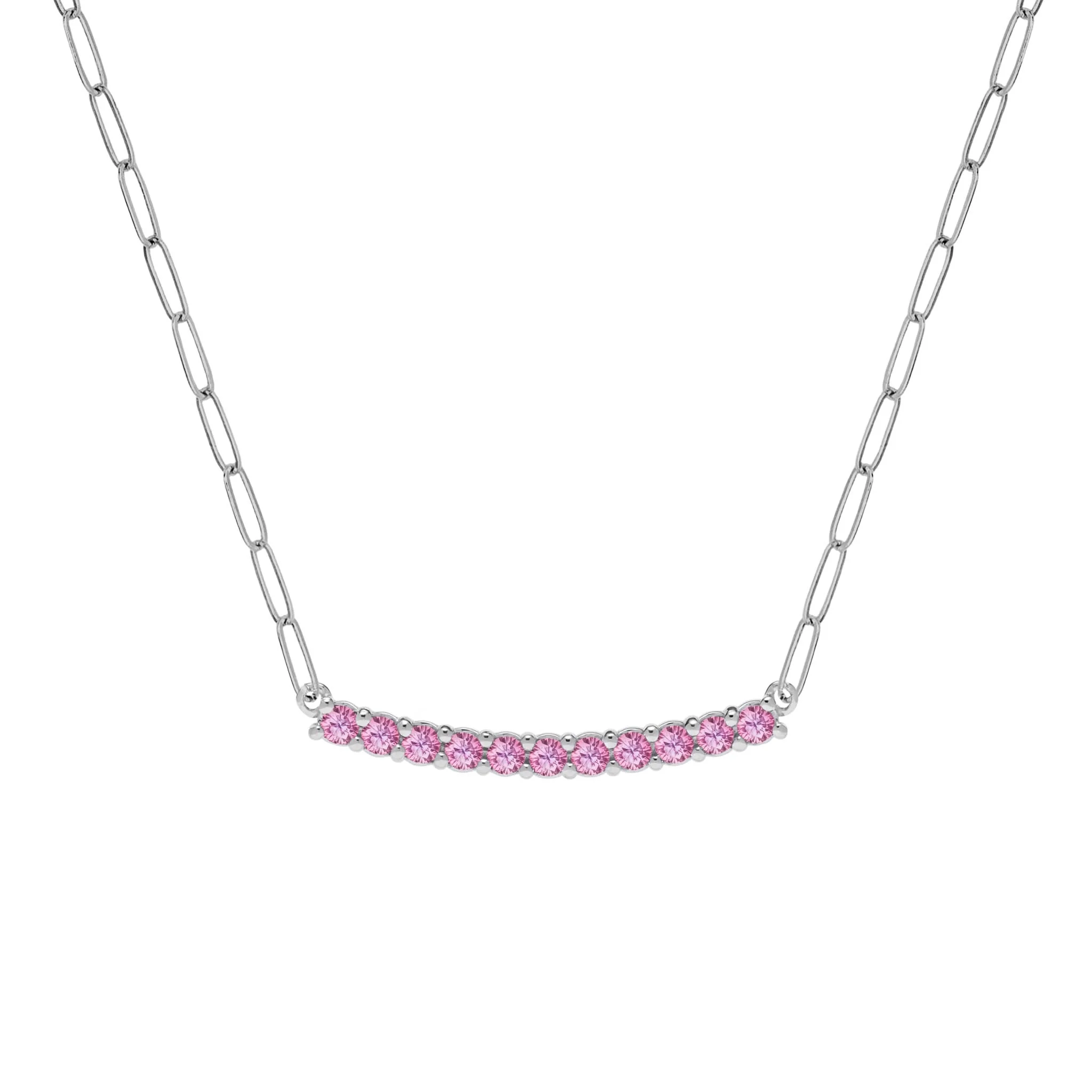 Rosecliff Pink Sapphire Bar Adelaide Mini Necklace in 14k Gold (October) - Image 8