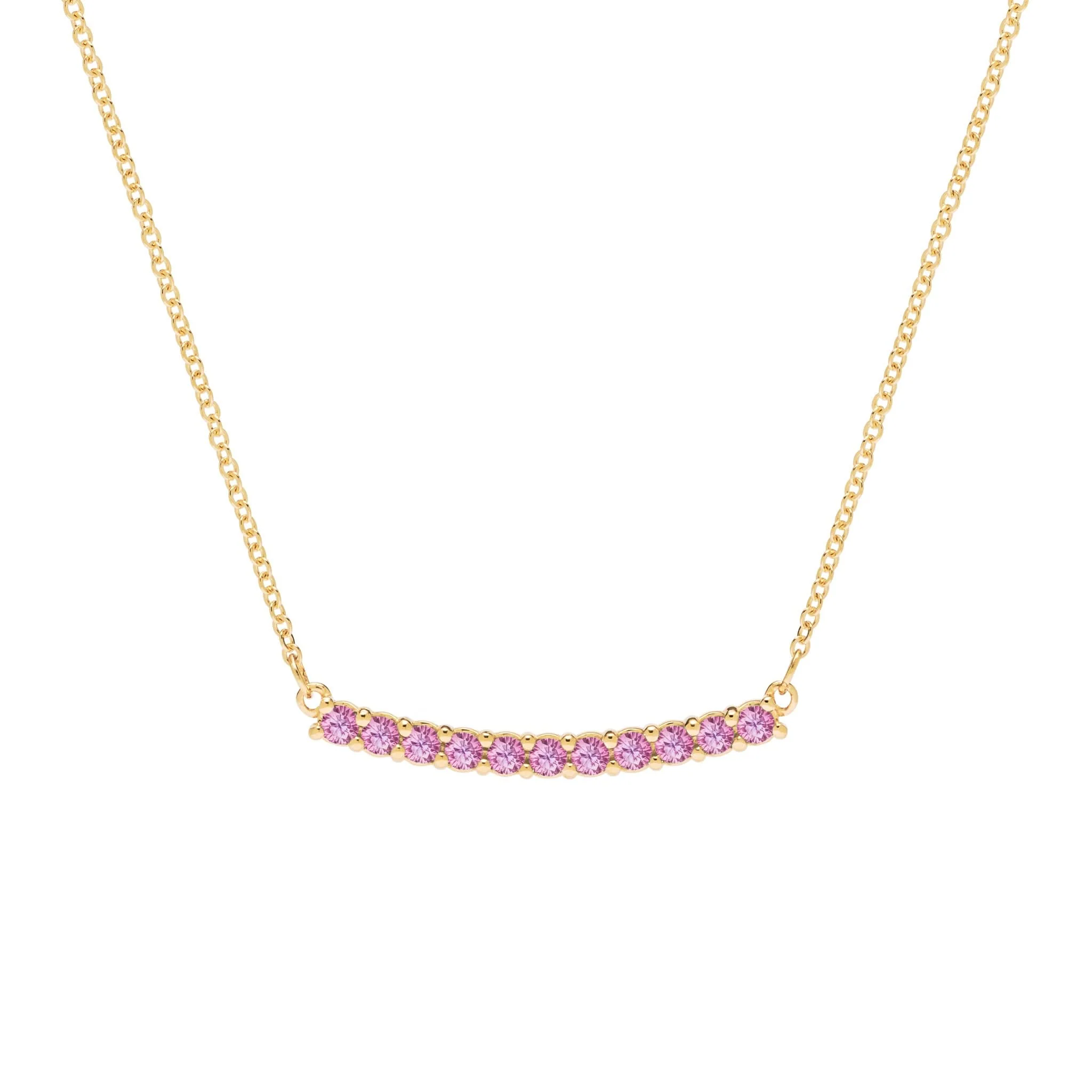 Rosecliff Pink Sapphire Bar Necklace in 14k Gold (October)