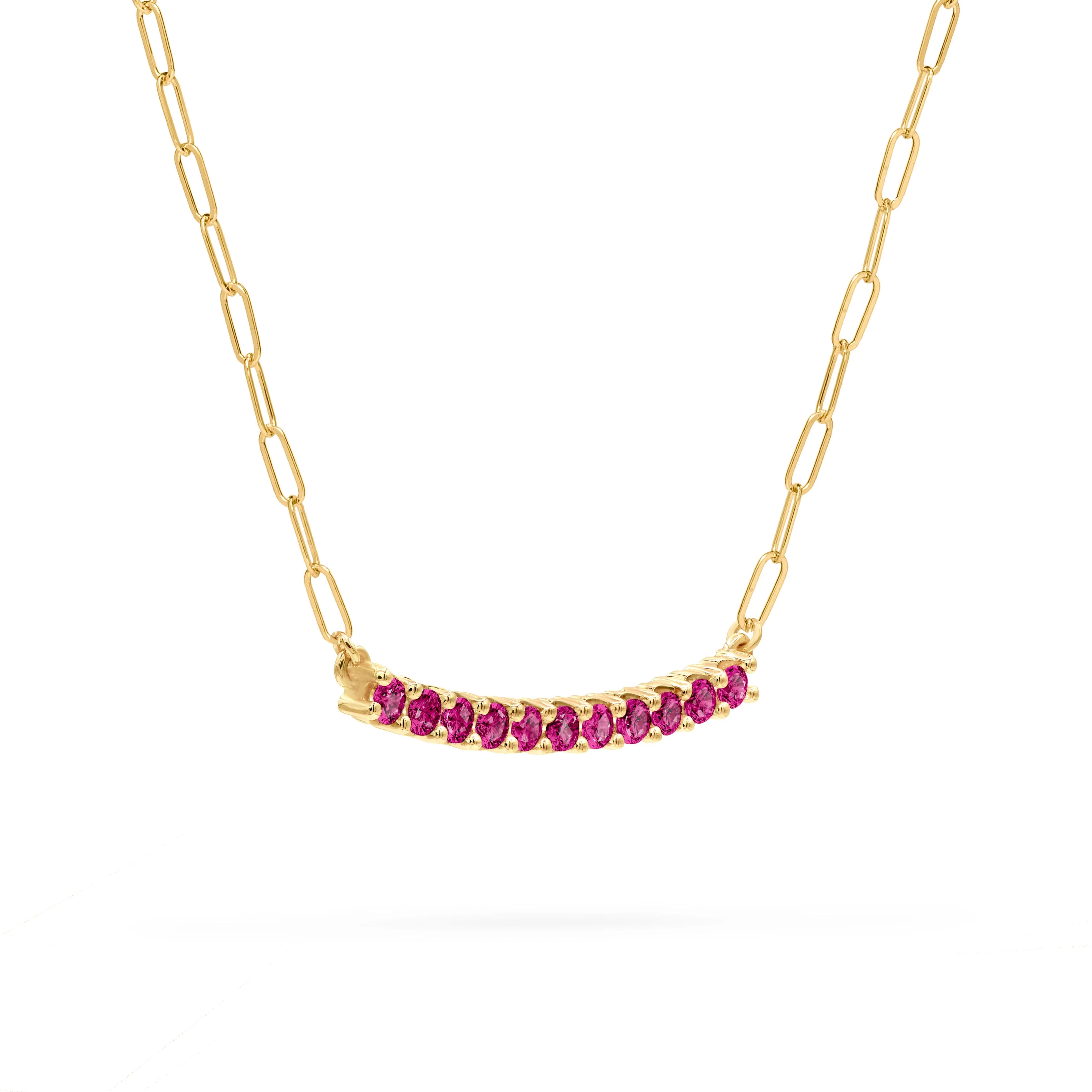 Rosecliff Ruby Bar Adelaide Mini Necklace in 14k Gold (July) - Image 4