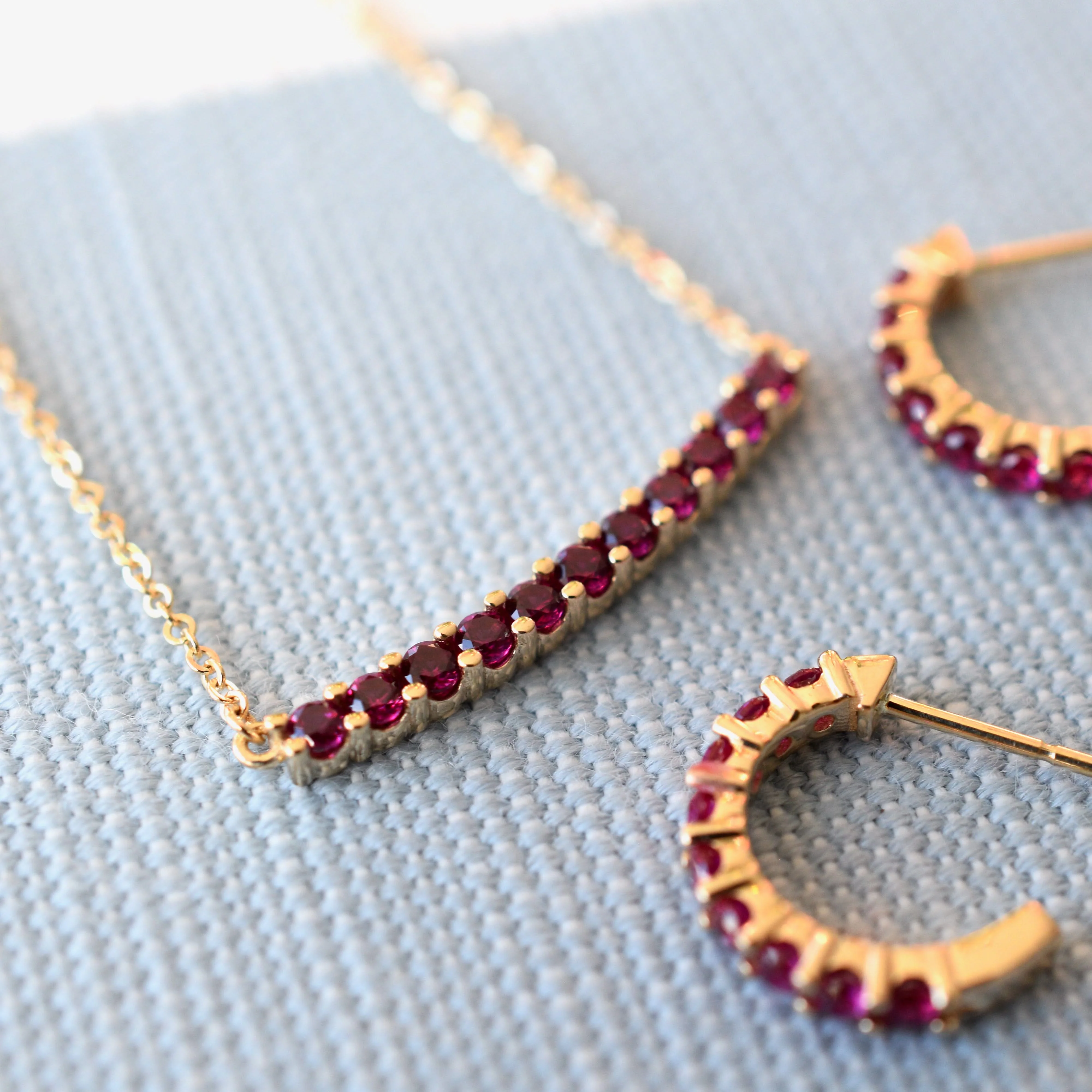 Rosecliff Ruby Bar Necklace in 14k Gold (July) - Image 9