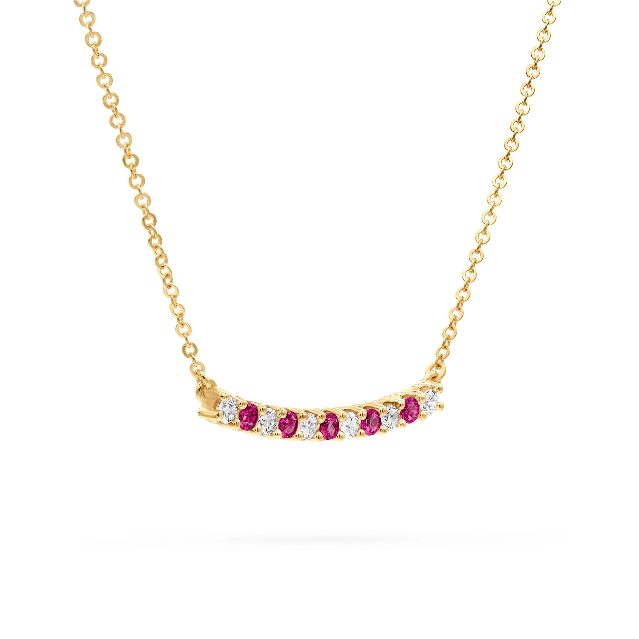 Rosecliff Diamond & Ruby Bar Necklace in 14k Gold (July) - Image 4