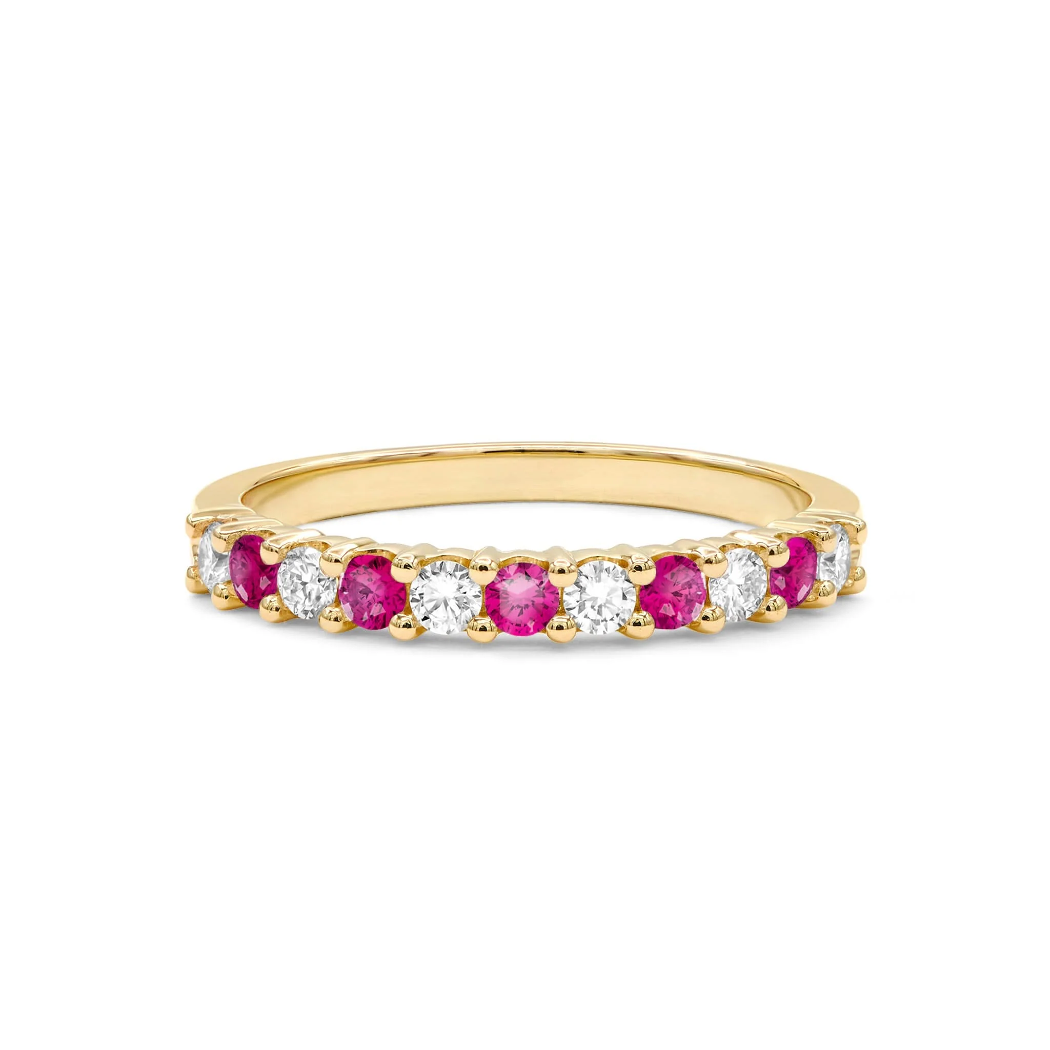 Rosecliff Diamond & Ruby Stackable Ring in 14k Gold (July) - Image 5