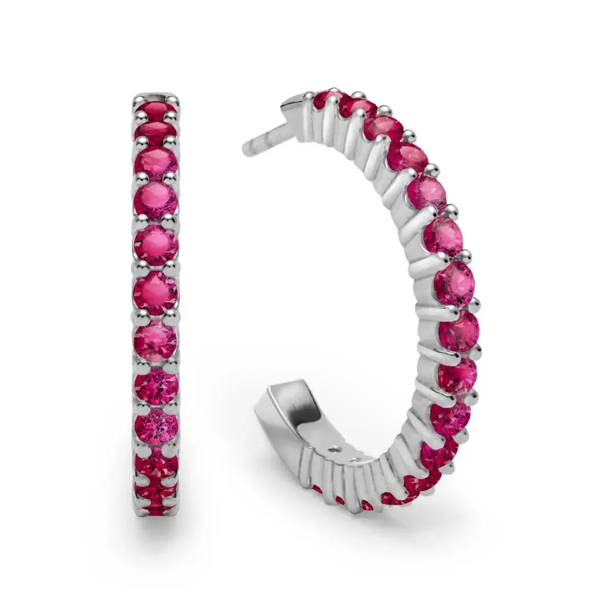 Rosecliff Ruby Hoop Earrings in 14k Gold (July) - Image 5