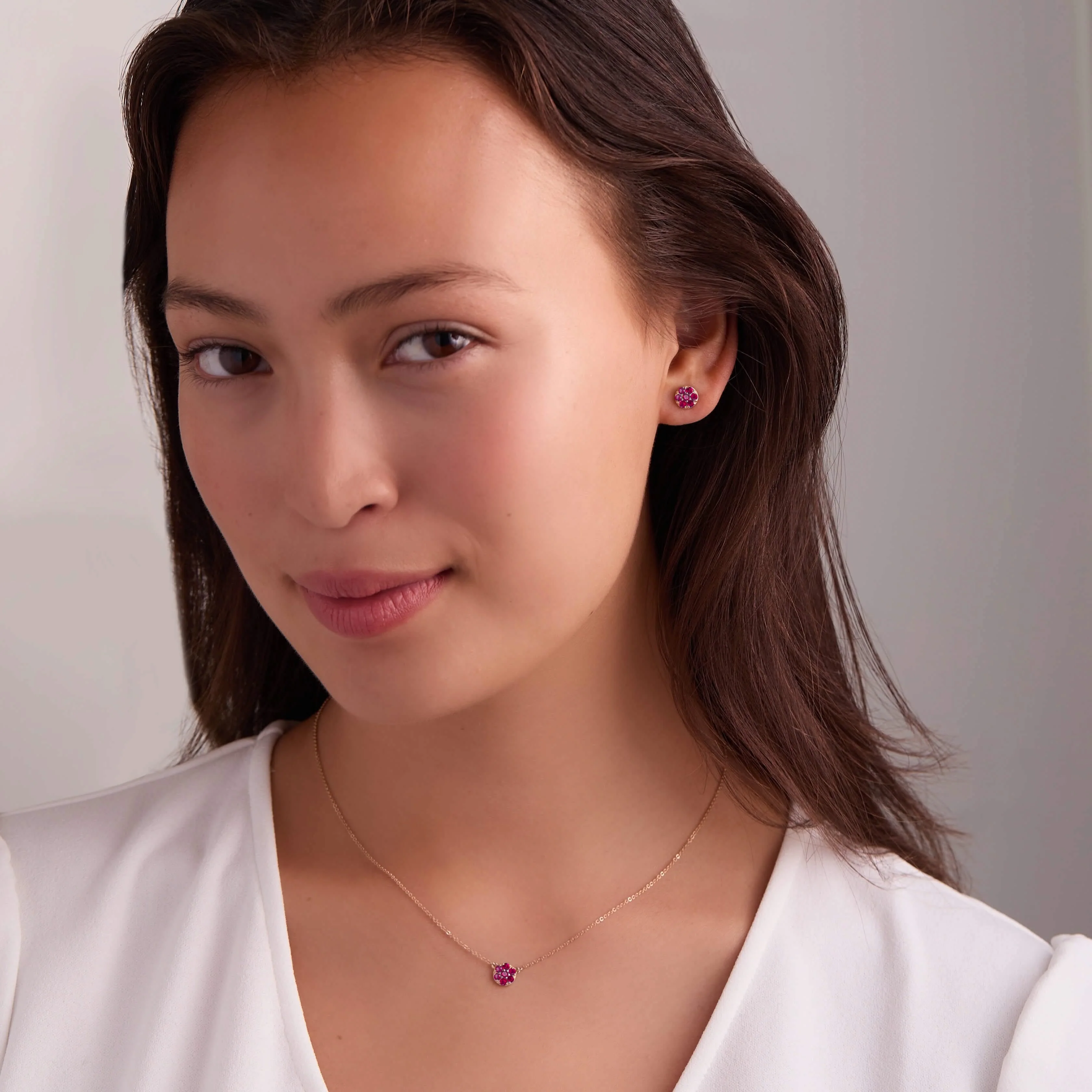 Rosecliff Ruby Mini Necklace in Solid 14k Gold (July) - Image 2