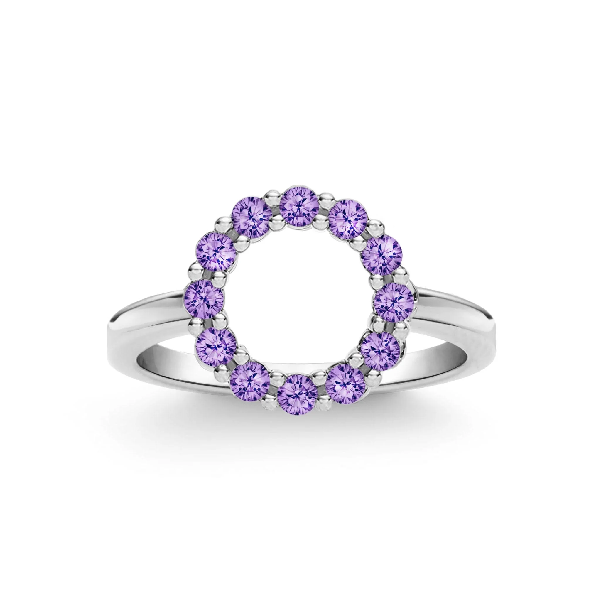 Rosecliff Small Circle Amethyst Ring in 14k Gold (February) - Image 5