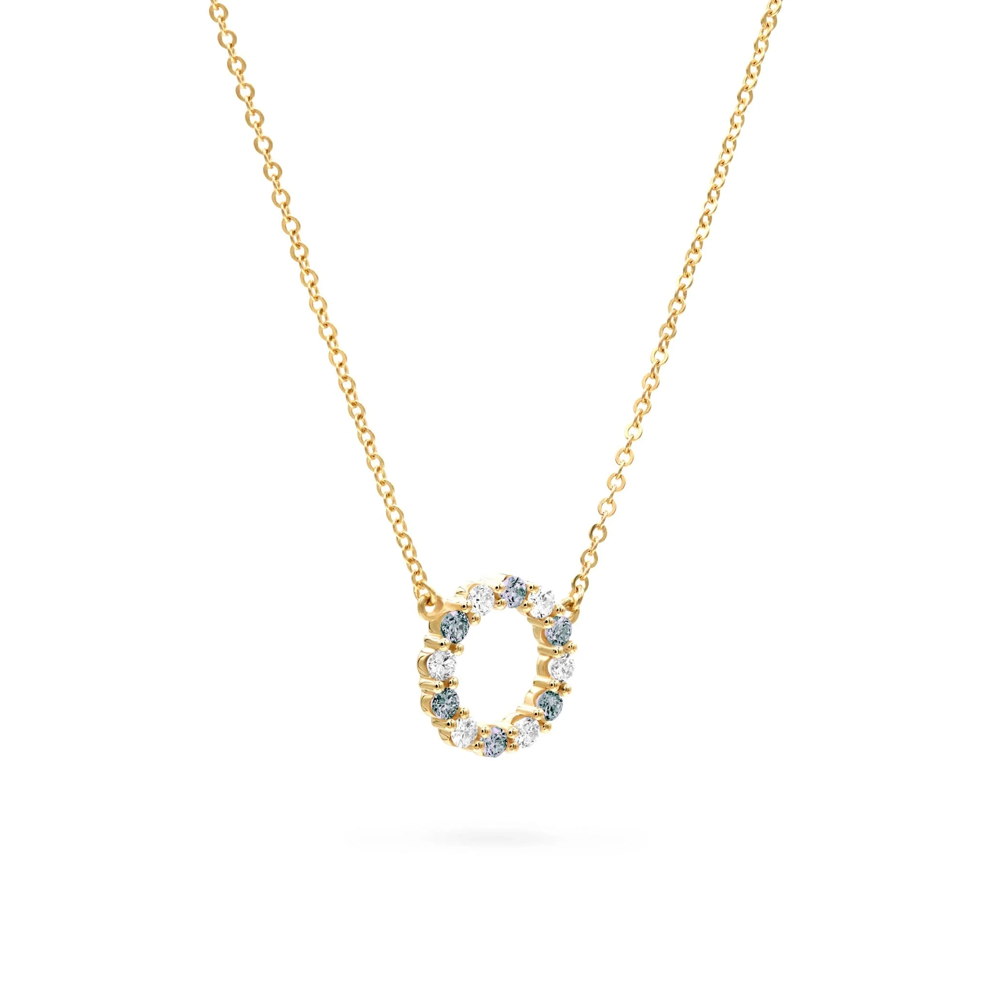 Rosecliff Small Circle Diamond & Alexandrite Necklace in 14k Gold (June) - Image 4