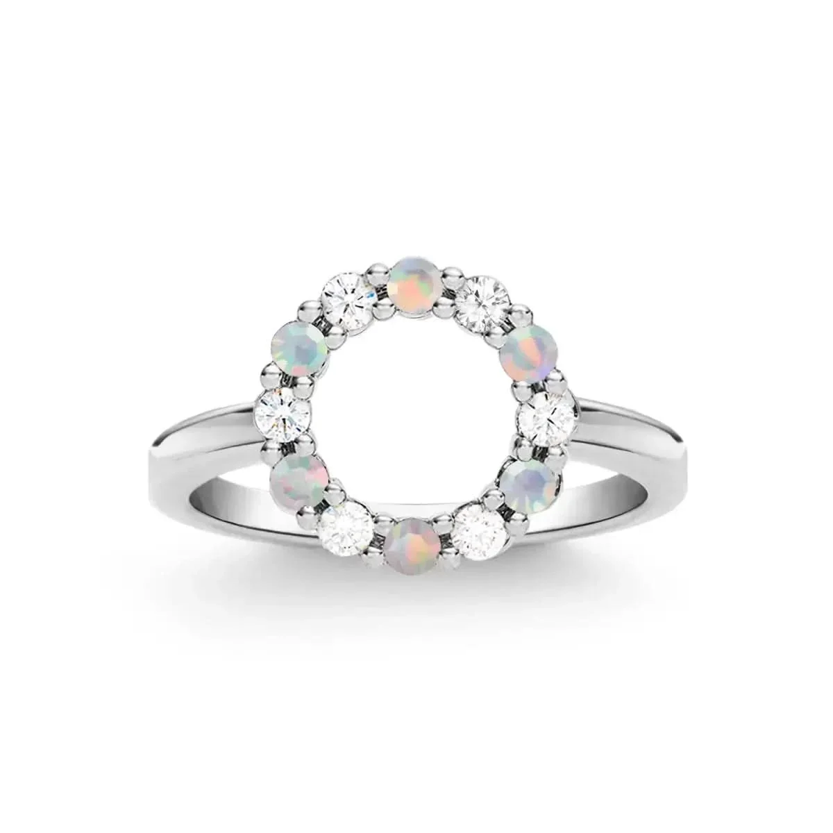 Rosecliff Small Circle Diamond & Opal Ring in 14k Gold (October) - Image 5