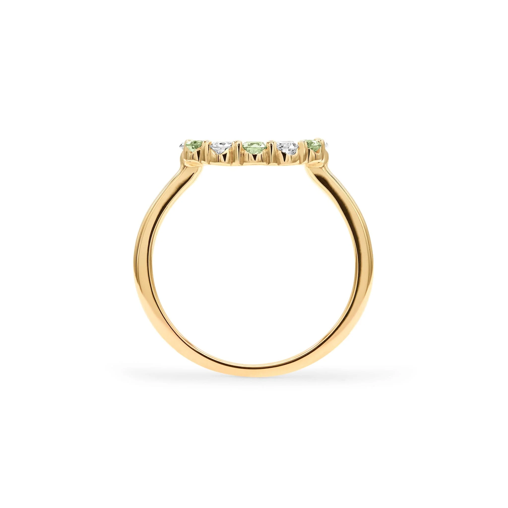 Rosecliff Small Circle Diamond & Peridot Ring in 14k Gold (August) - Image 4