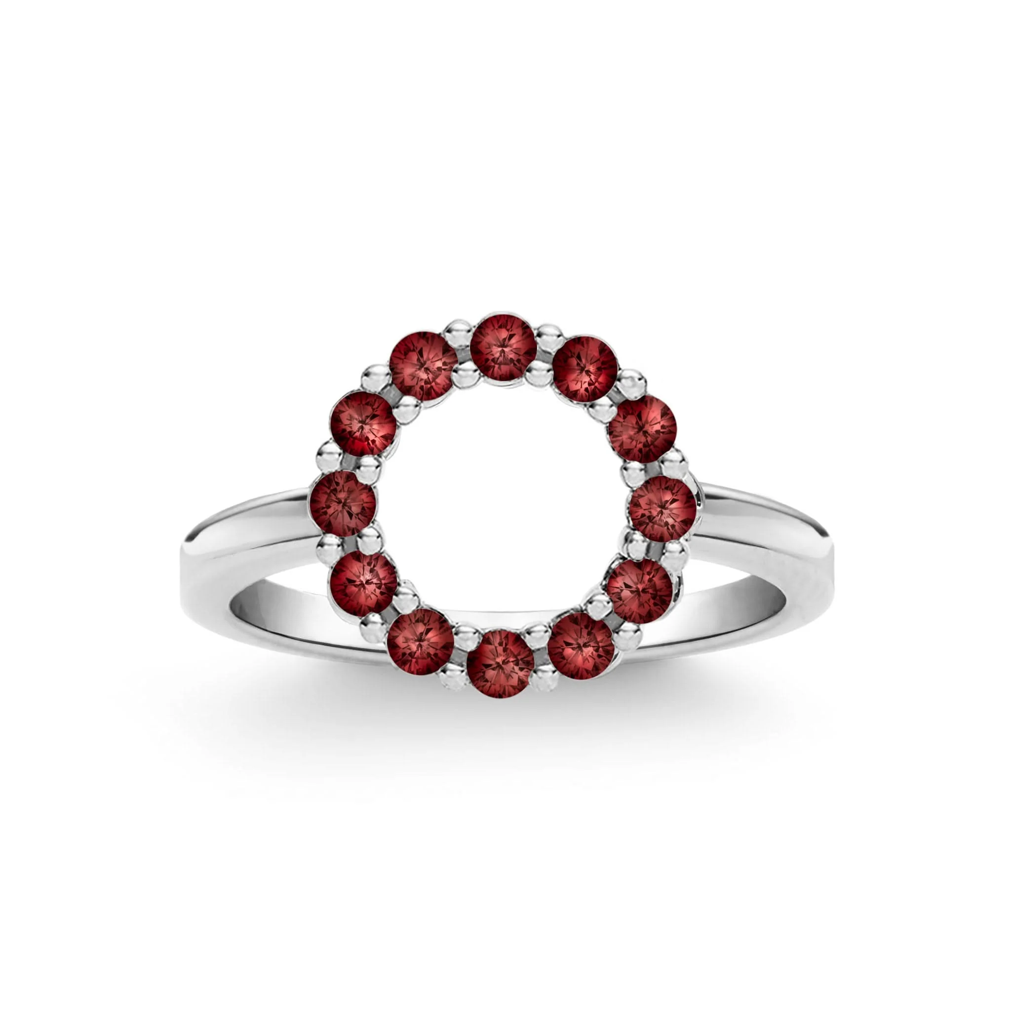 Rosecliff Small Circle Garnet Ring in 14k Gold (January) - Image 5