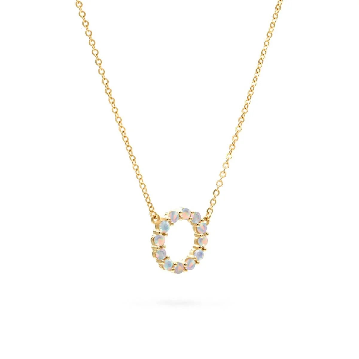 Rosecliff Small Circle Opal Necklace in 14k Gold (October) - Image 5