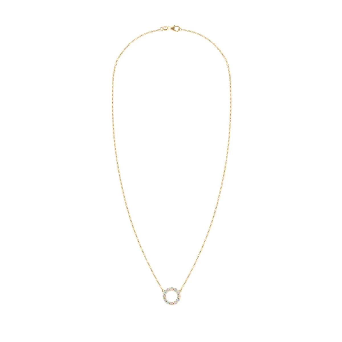 Rosecliff Small Circle Opal Necklace in 14k Gold (October) - Image 7