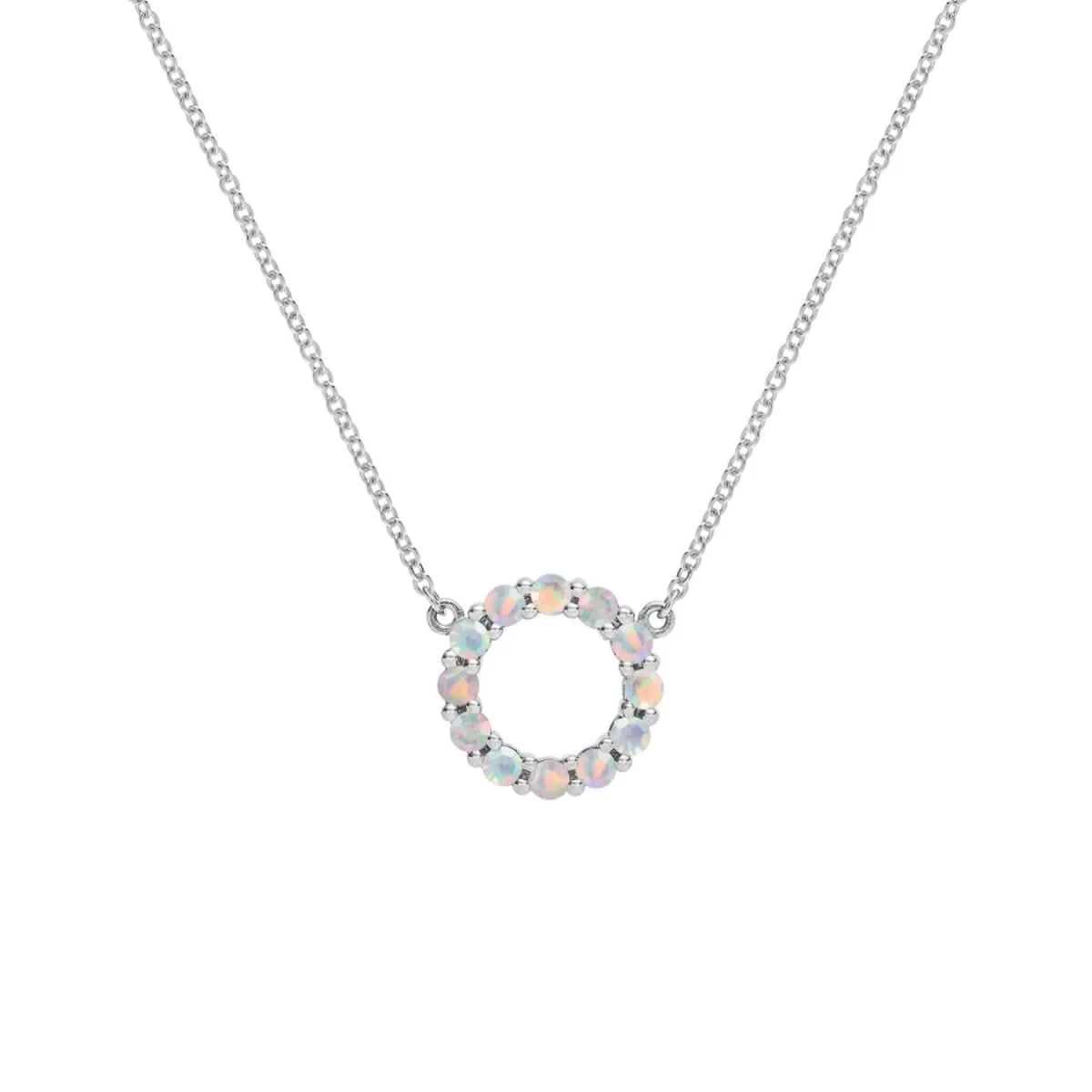 Rosecliff Small Circle Opal Necklace in 14k Gold (October) - Image 8