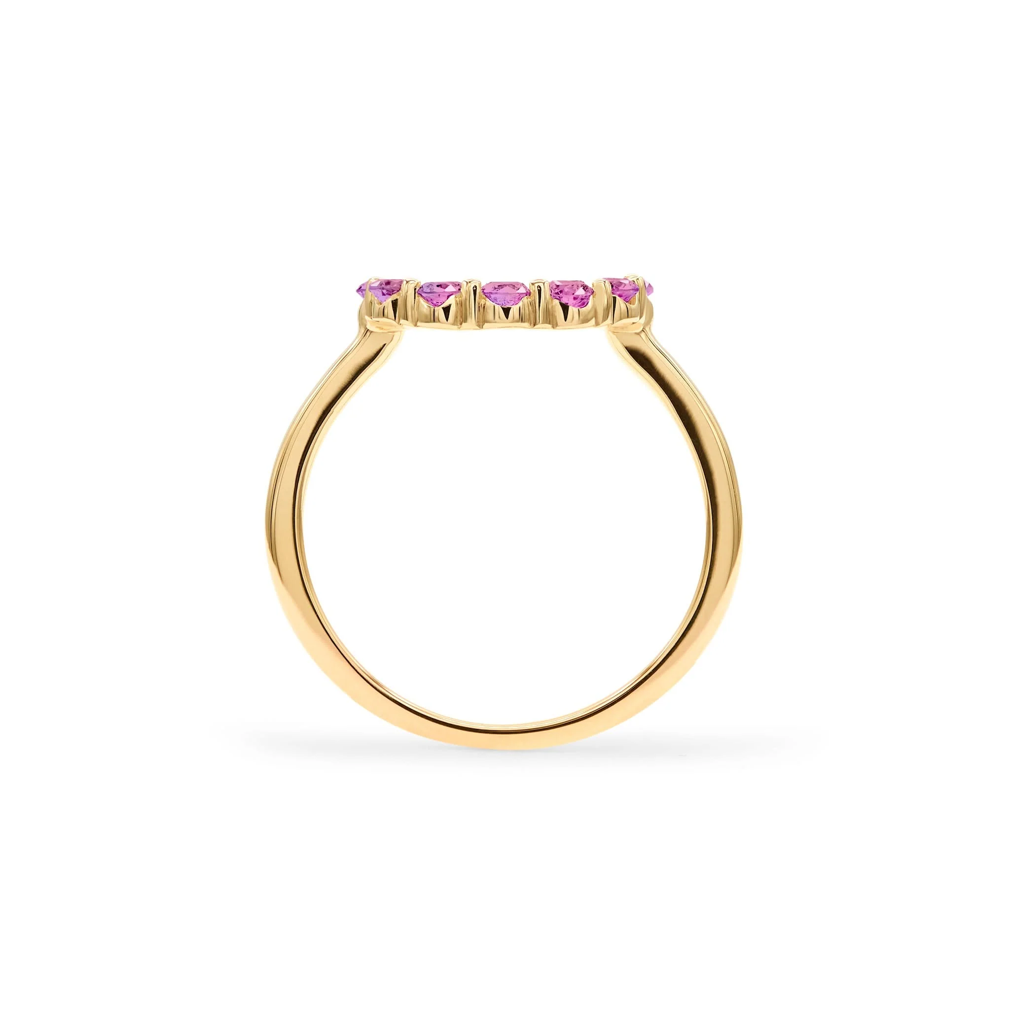 Rosecliff Small Circle Pink Sapphire Ring in 14k Gold (October) - Image 4