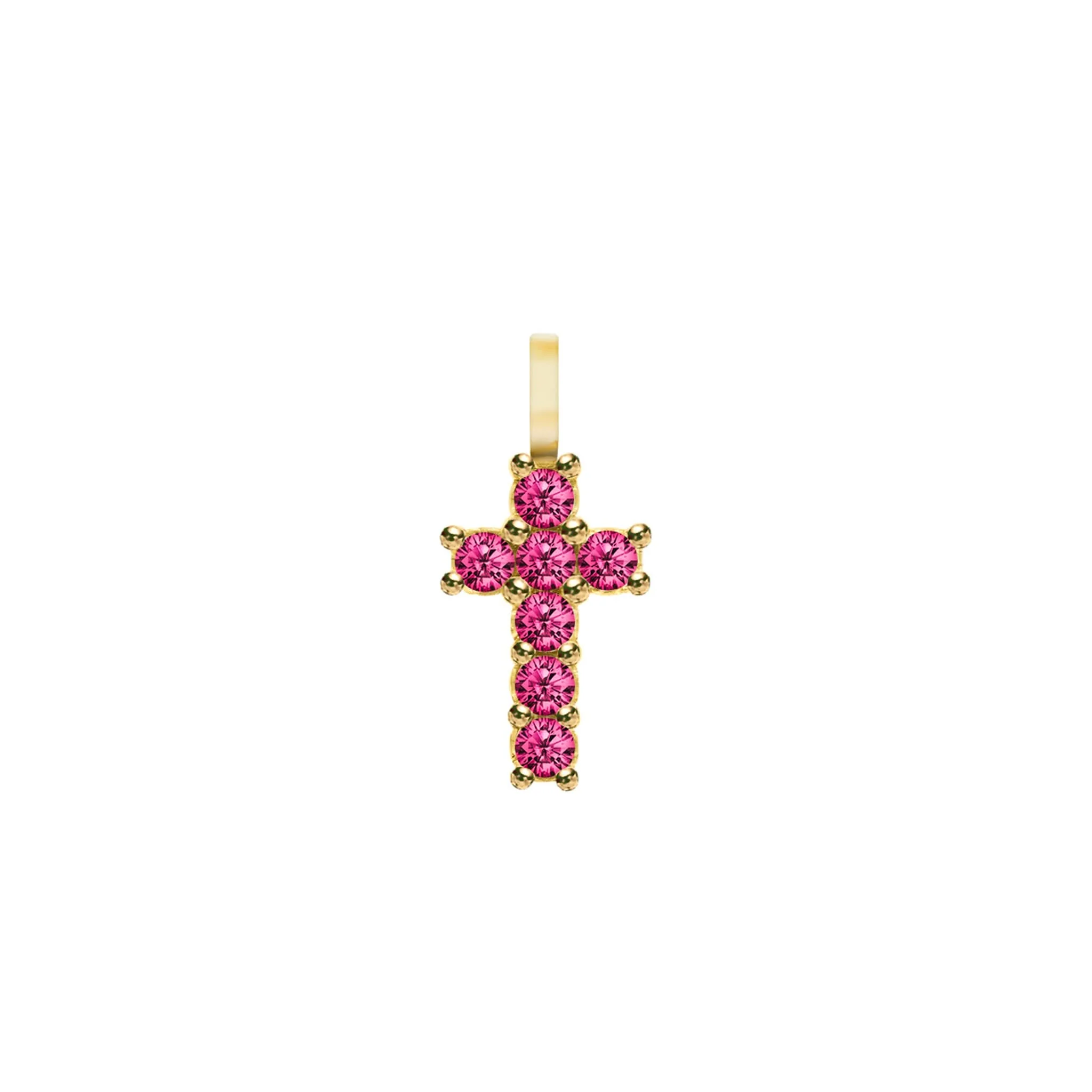 Rosecliff Small Cross Ruby Pendant in 14k Gold (July)