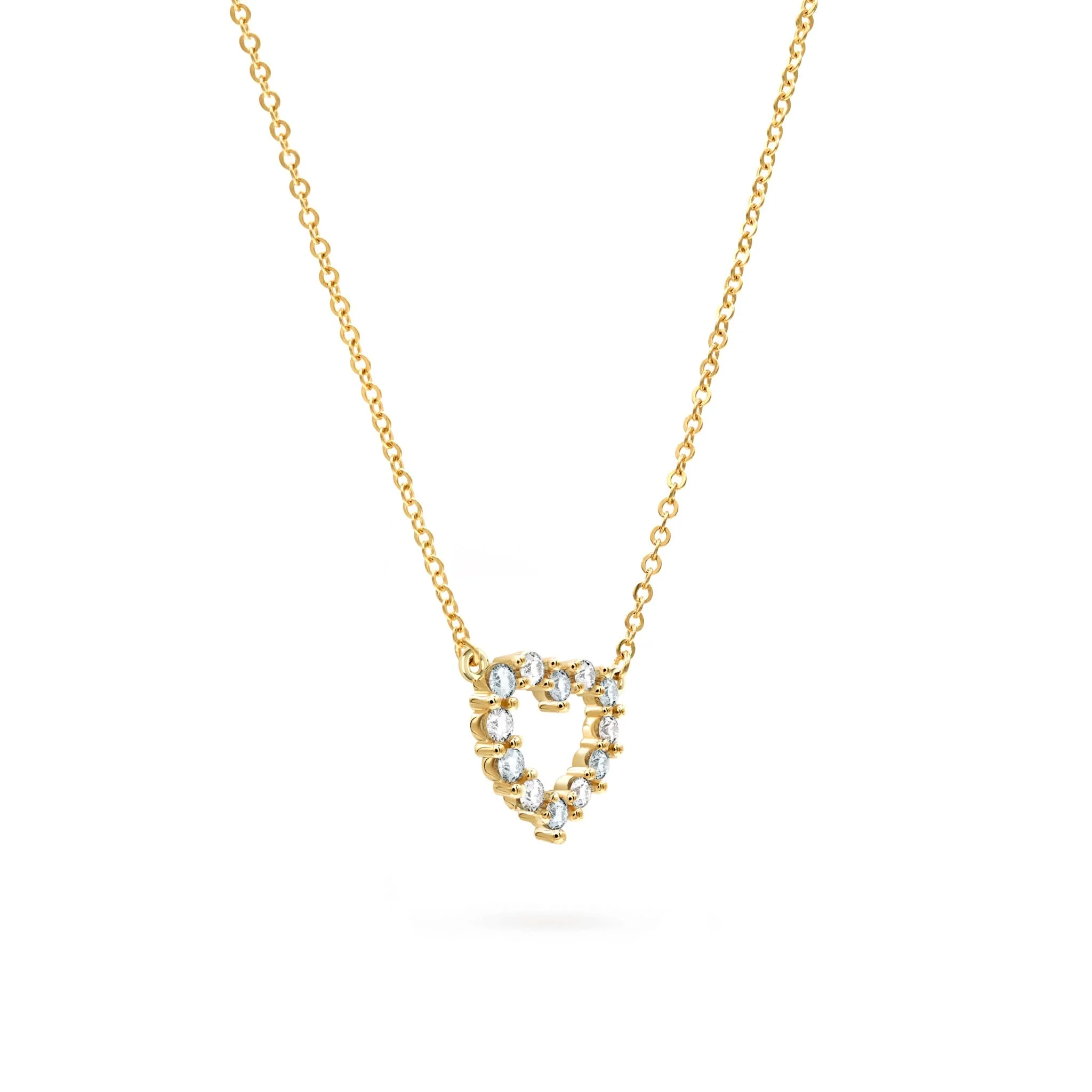 Rosecliff Small Heart Diamond & Aquamarine Necklace in 14k Gold (March) - Image 4