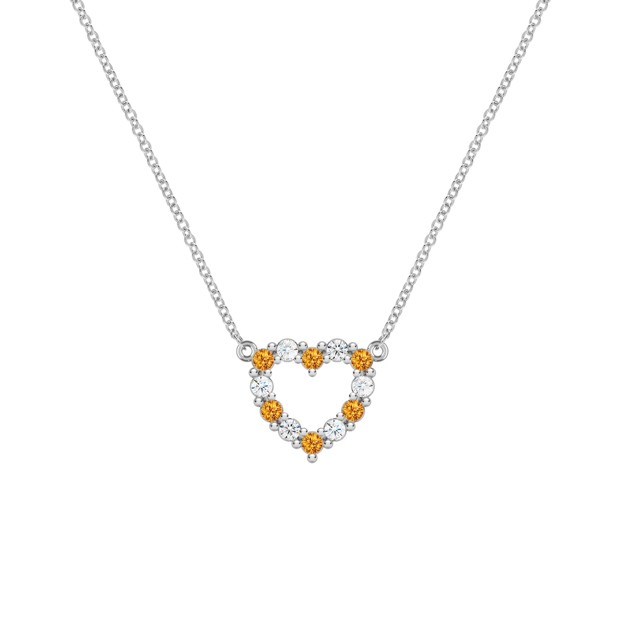 Rosecliff Small Heart Diamond & Citrine Necklace in 14k Gold (November) - Image 8