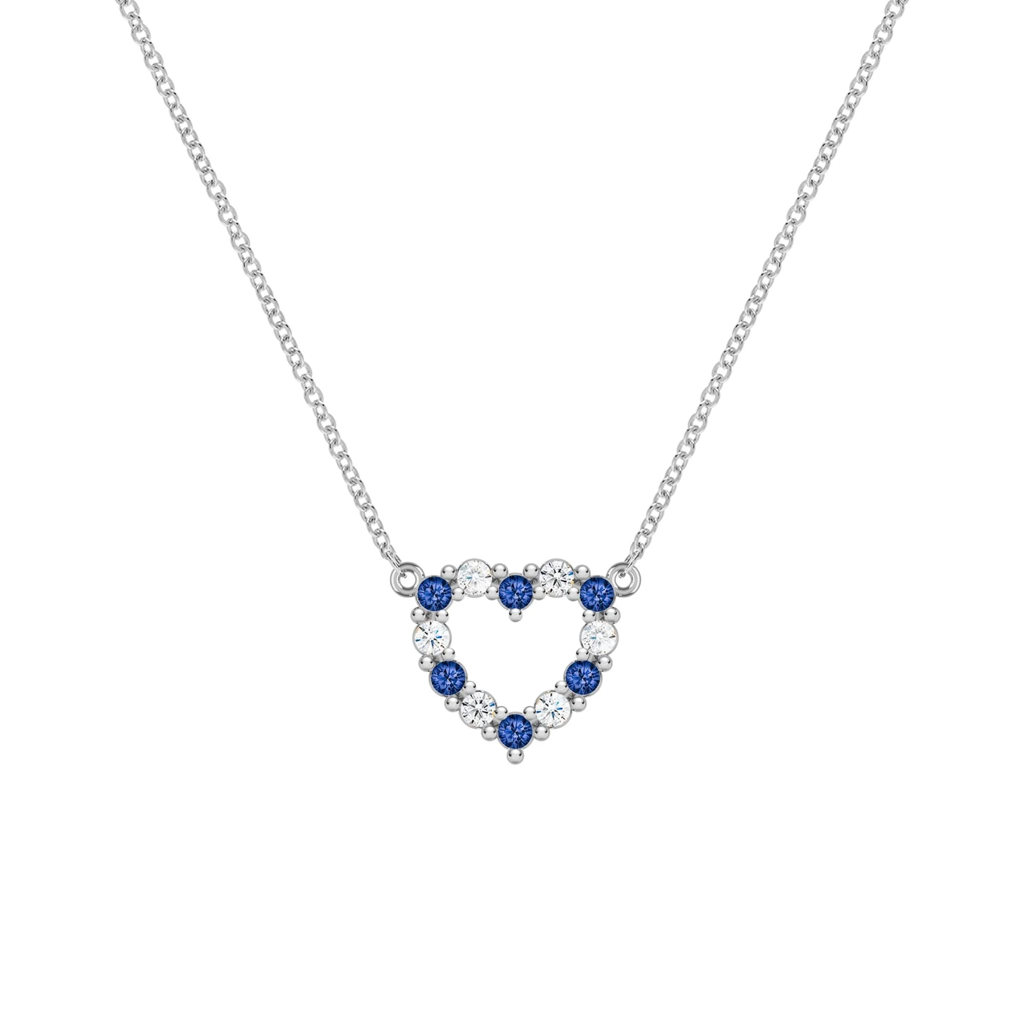 Rosecliff Small Heart Diamond & Sapphire Necklace in 14k Gold (September) - Image 8