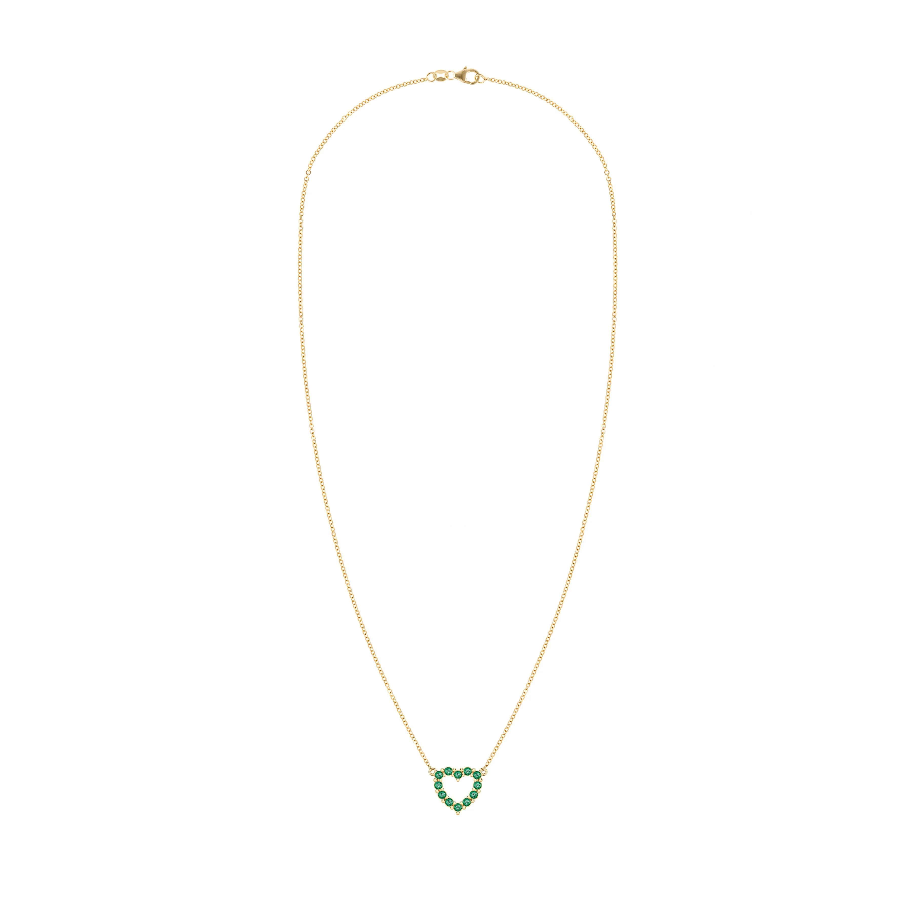 Rosecliff Small Heart Emerald Necklace in 14k Gold (May) - Image 5