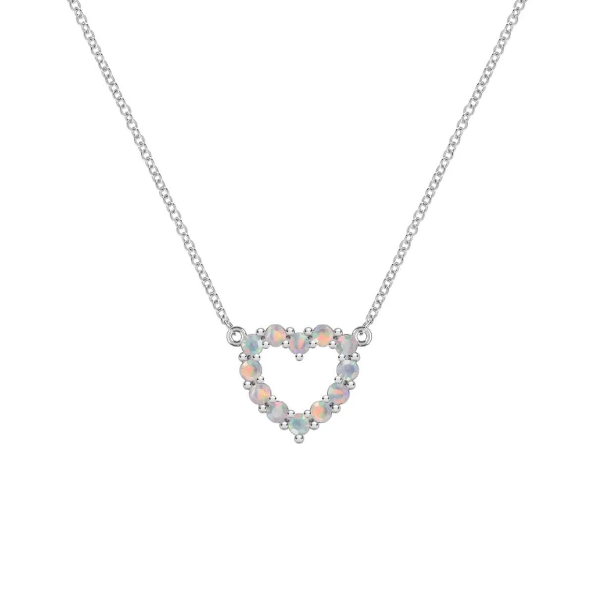 Rosecliff Small Heart Opal Necklace in 14k Gold (October) - Image 8