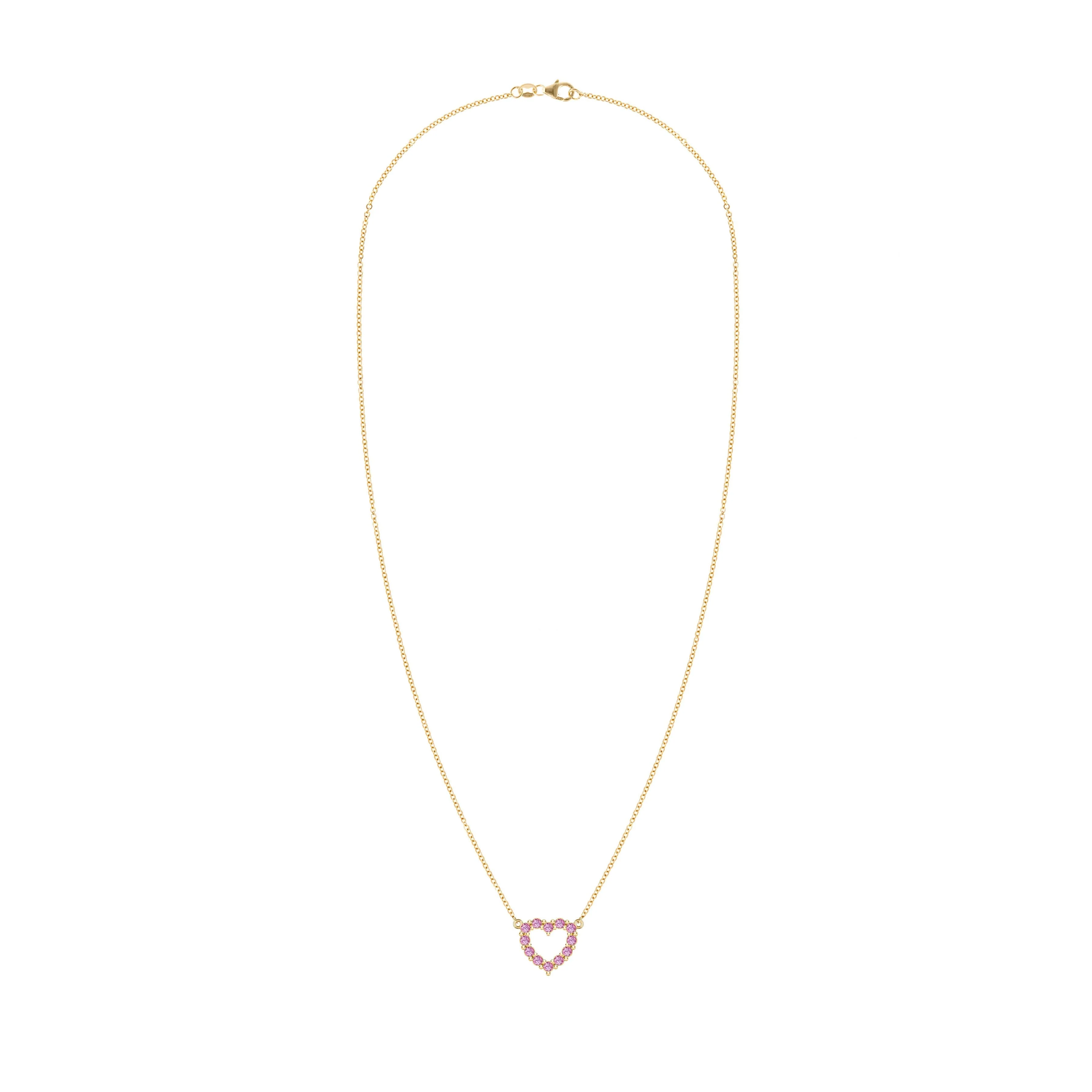 Rosecliff Small Heart Pink Sapphire Necklace in 14k Gold (October) - Image 8