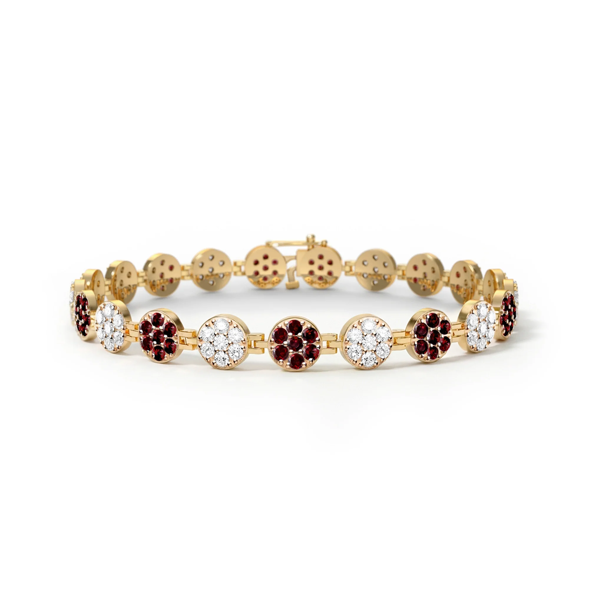 Rosecliff Tennis Diamond & Garnet Bracelet in 14k Gold (January)