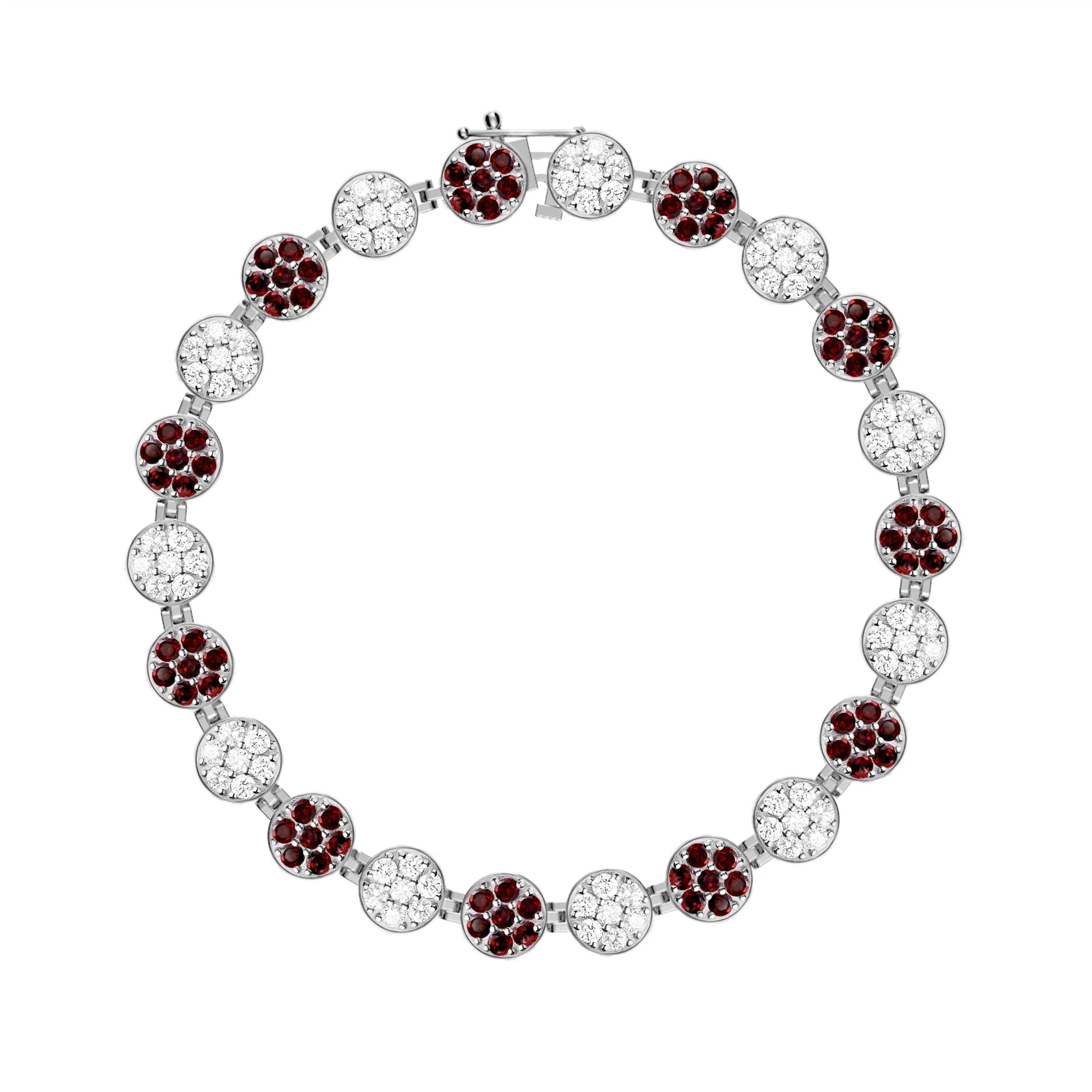 Rosecliff Tennis Diamond & Garnet Bracelet in 14k Gold (January) - Image 7