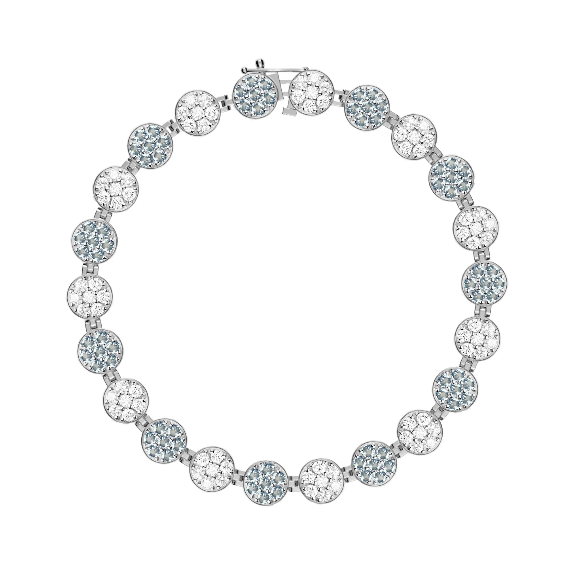 Rosecliff Tennis Diamond & Nantucket Blue Topaz Bracelet in 14k Gold (December) - Image 7