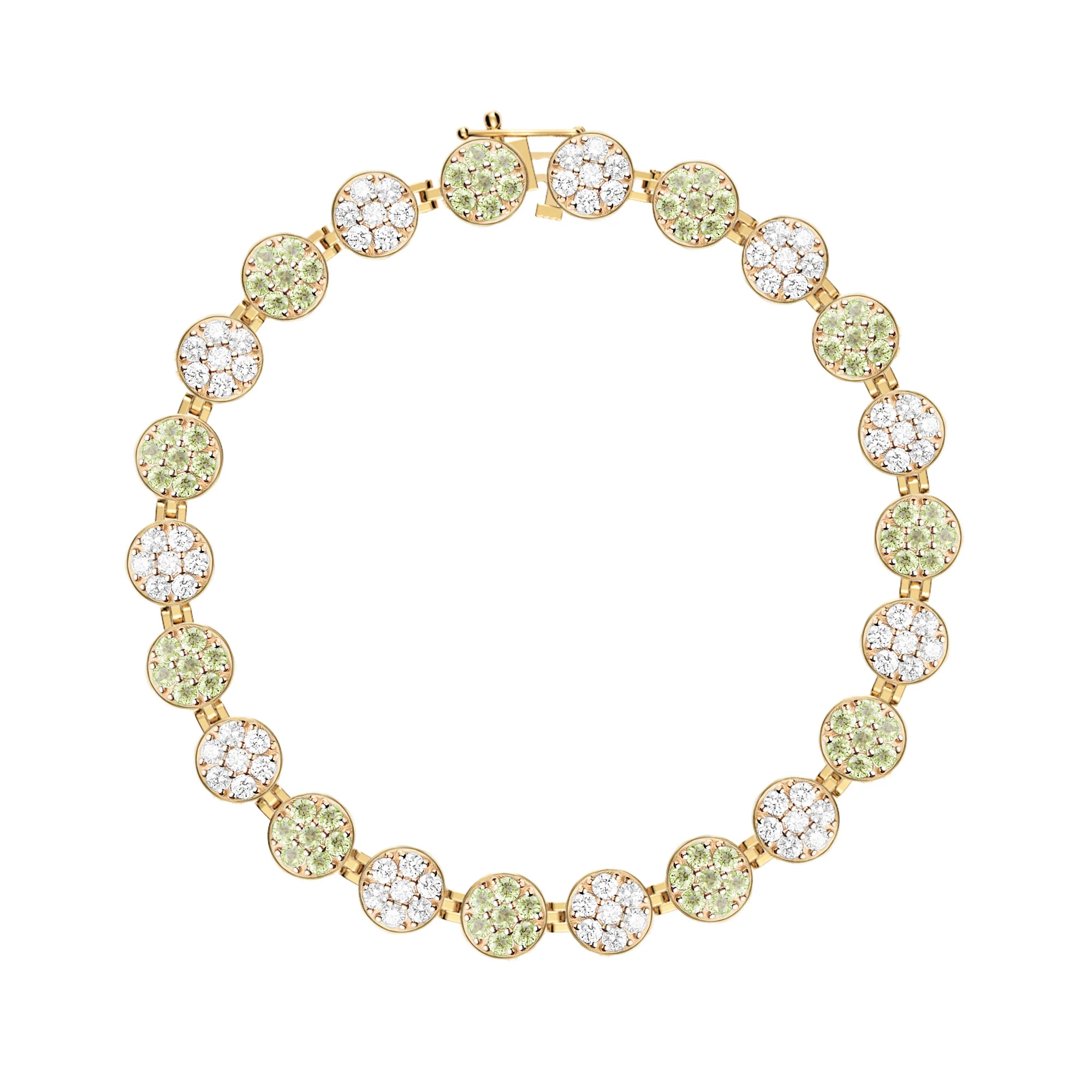 Rosecliff Tennis Diamond & Peridot Bracelet in 14k Gold (August) - Image 4