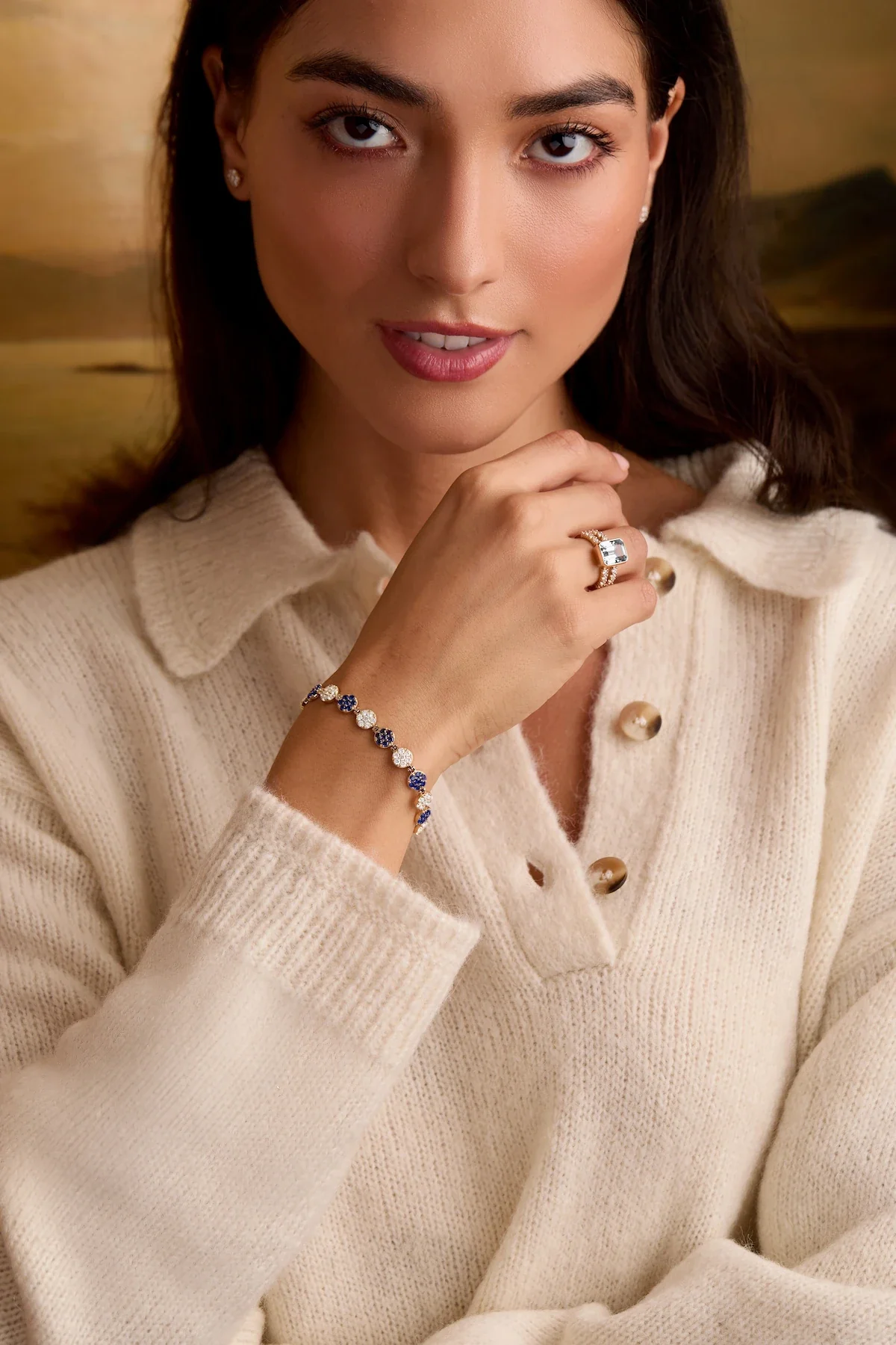 Rosecliff Tennis Diamond & Sapphire Bracelet in 14k Gold (September) - Image 2